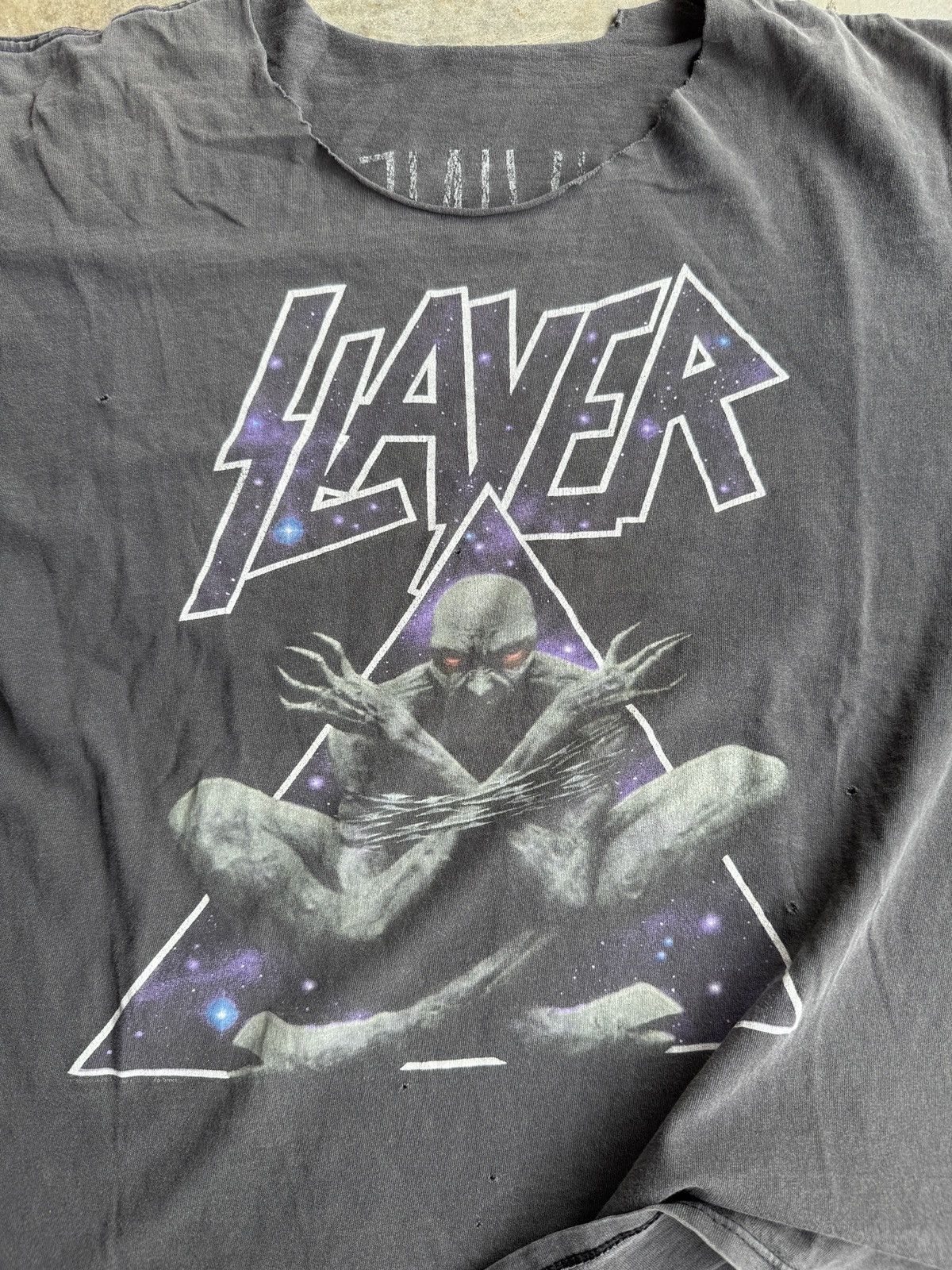 Band Tees × Vintage *RARE* 1995 VINTAGE TEE SLAYER DIVINE INTERVENTION FADED Size US L / EU 52-54 / 3 - 2 Thumbnail