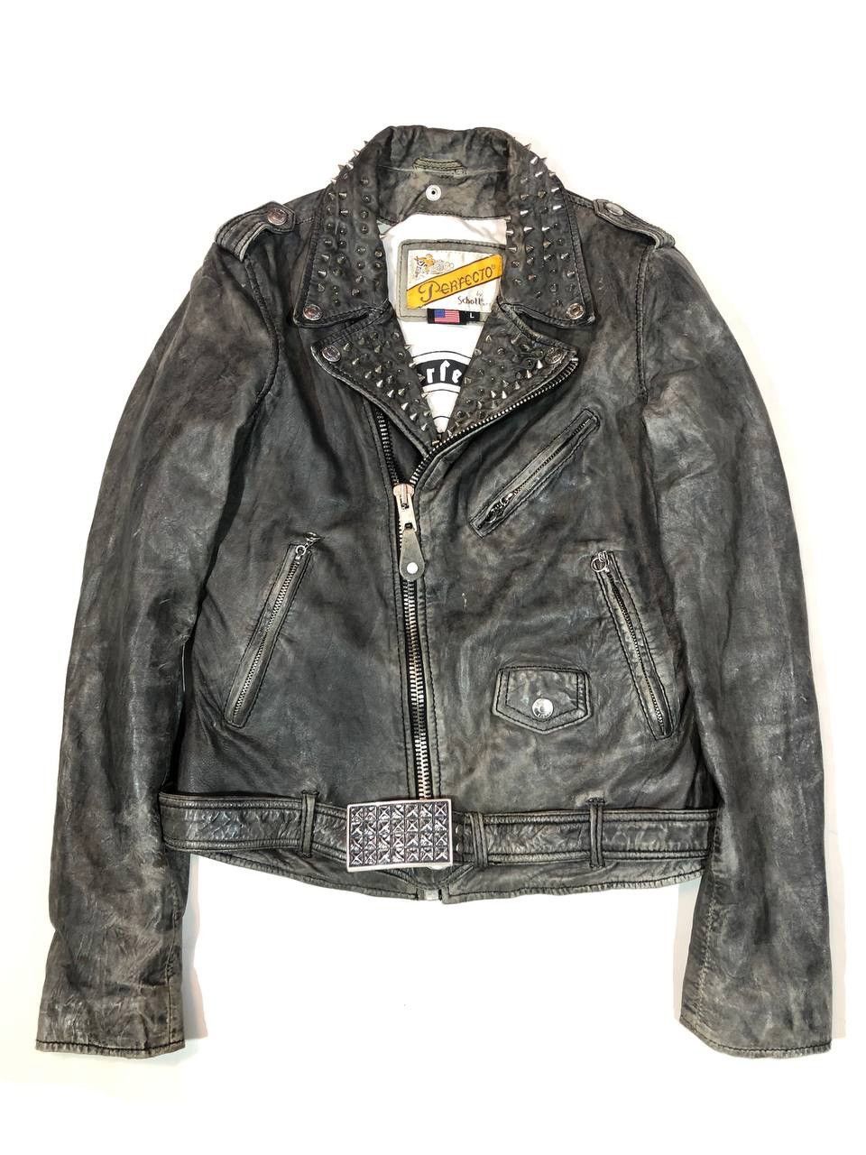 Schott Vintage Schott Perfecto Grey Leather Jacket Size L / US 10 / IT 46 - 1 Thumbnail