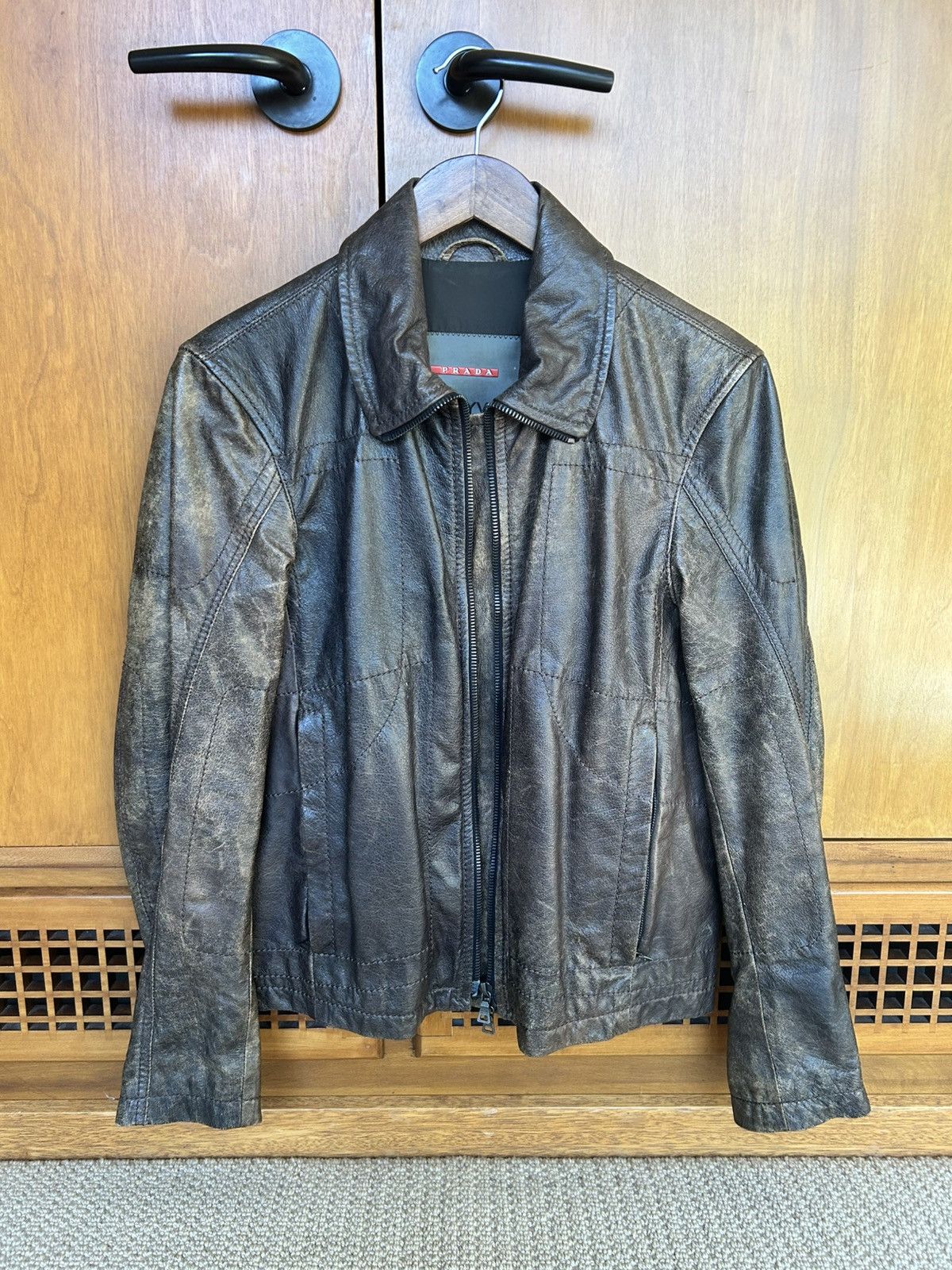 Prada Prada Leather Zip Motorcycle Jacket SYV058 Size US M / EU 48-50 / 2 - 1 Thumbnail