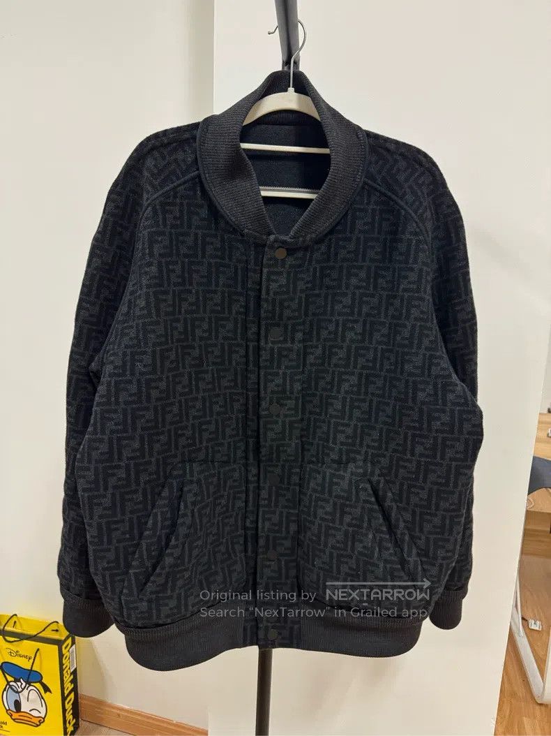 Fendi Double F Logo Reversible Wool Pilot Jacket