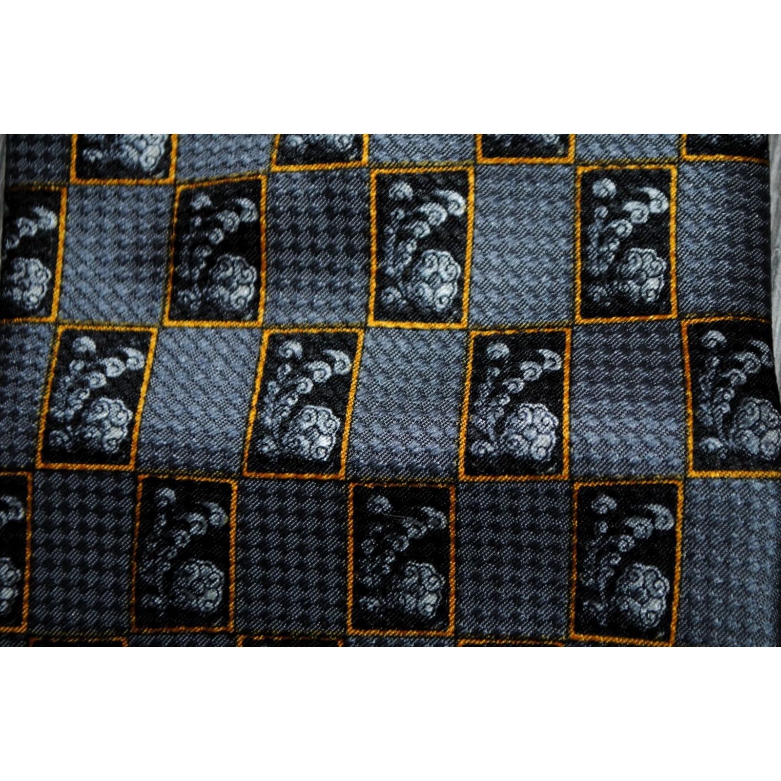 Versace VINTAGE GIANNI VERSACE CLASSIC V2 100% SETA SILK TIE GRAY GOLD CHECKED Size ONE SIZE - 5 Thumbnail