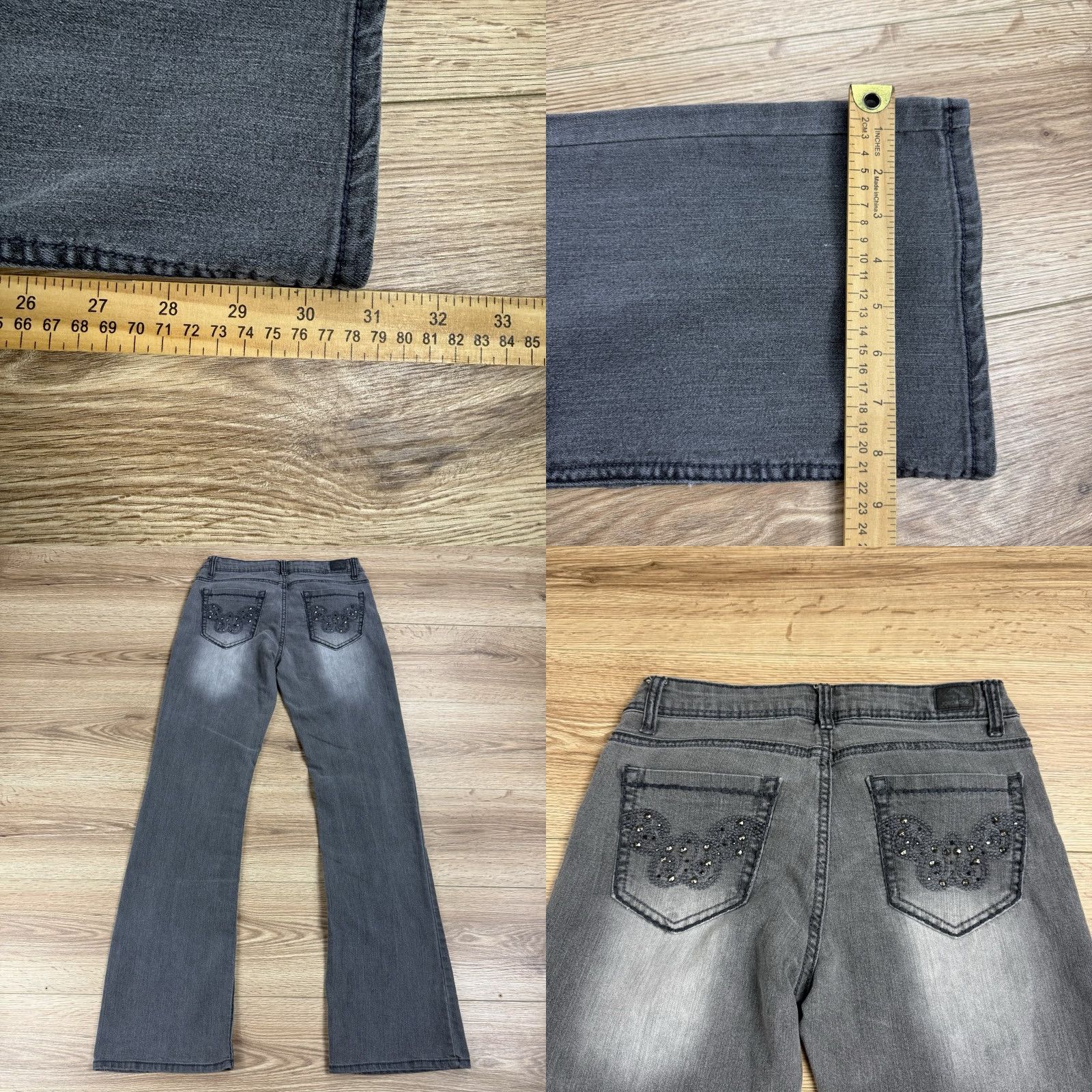 Jordache Jordache Jeans Womens 4 Grey Distressed Bootcut Denim Low Rise 31in Inseam Women Boys Girls Size 27" / US 4 / IT 40 - 8 Thumbnail