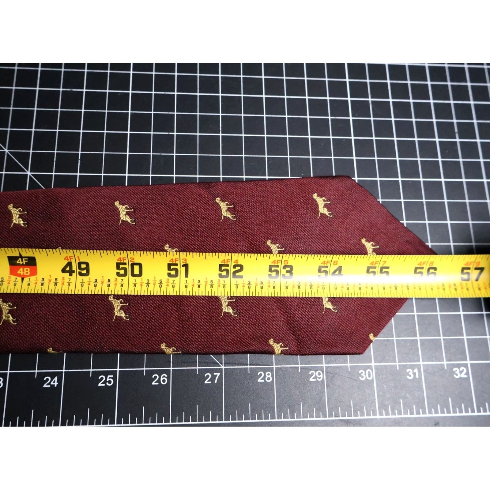 Ralph Lauren VINTAGE Lauren Ralph Lauren Dog Motif Silk Tie Dark Red Yellow 56 x 3.75 USA Made Men Tie Classic 56" Long Red Yellow Dog Theme Size US M / EU 48-50 / 2 - 7 Thumbnail