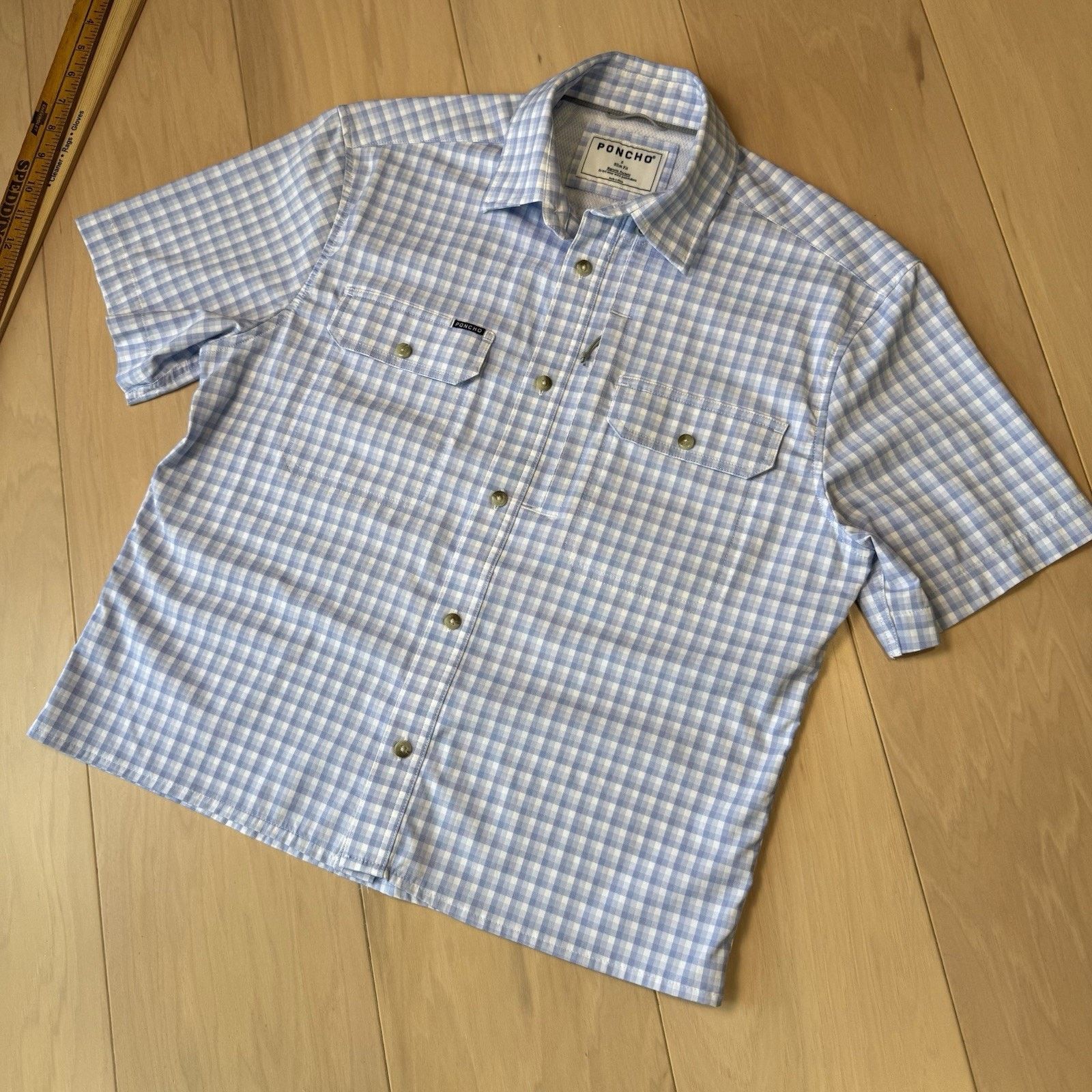 Other Poncho Shirt Small Blue Nylon Short Sleeve Button Up Summer Size US S / EU 44-46 / 1 - 8 Thumbnail