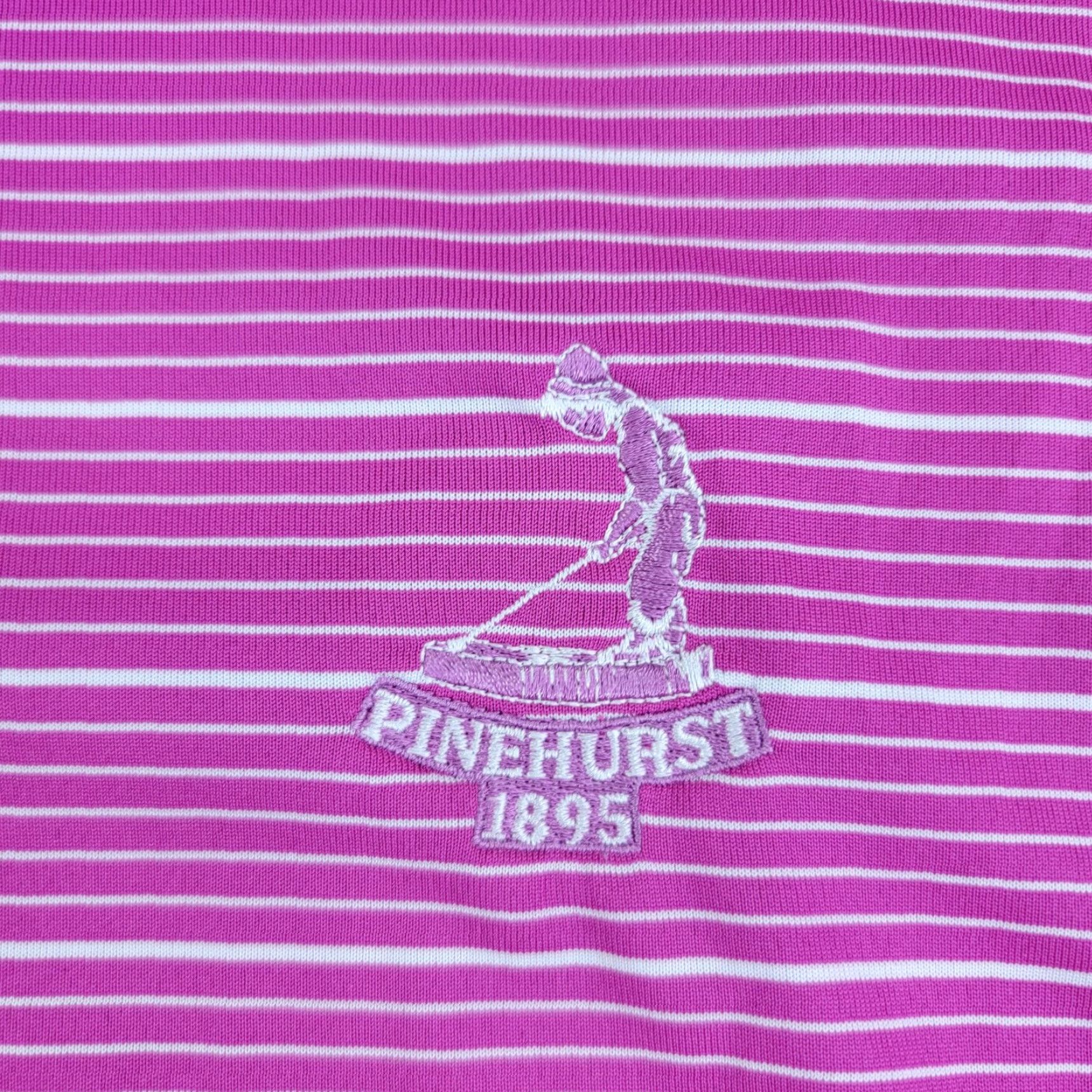 Adidas Adidas Polo Shirt Mens Large Pink Striped Climalite Pinehurst 1895 Golf Logo Size US L / EU 52-54 / 3 - 2 Thumbnail