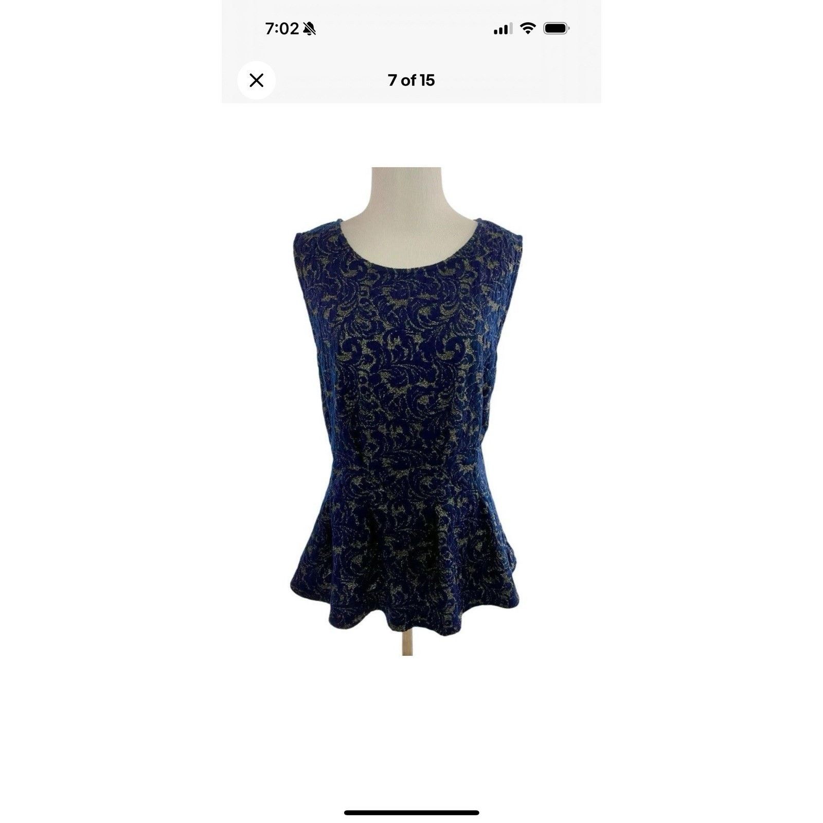 Anthropologie Anthropologie Eva Franco Shimmering Peplum Top Size XS Navy Size XS / US 0-2 / IT 36-38 - 7 Thumbnail