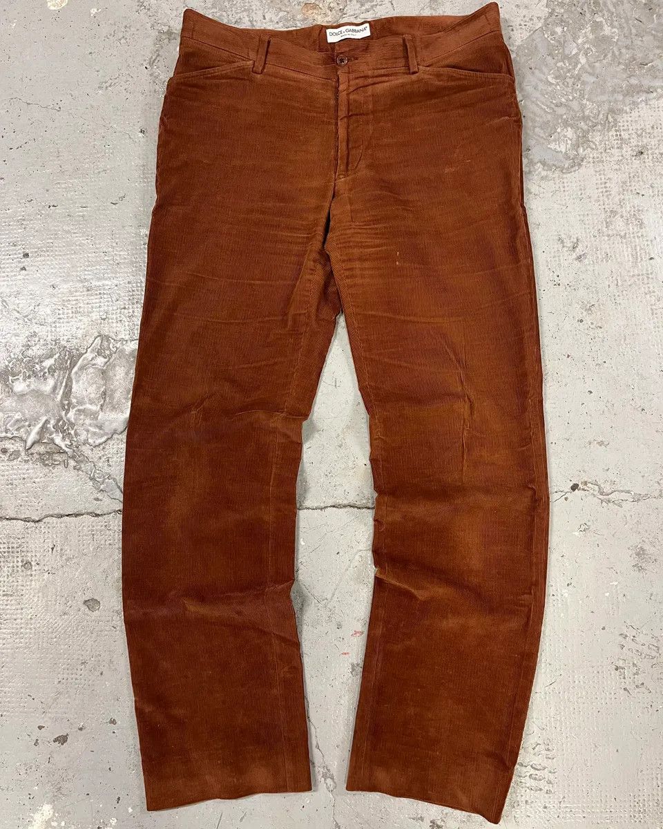 Designer × Dolce & Gabbana × Vintage 1990s Dolce & Gabbana Camel Velvet Pants Size US 34 / EU 50 - 1 Thumbnail
