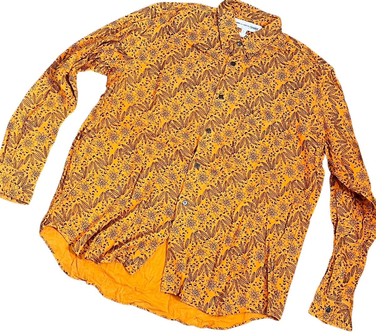 Comme des Garcons CDG SHIRT printed abstract leaves orange button up shirt Size US M / EU 48-50 / 2 - 2 Thumbnail