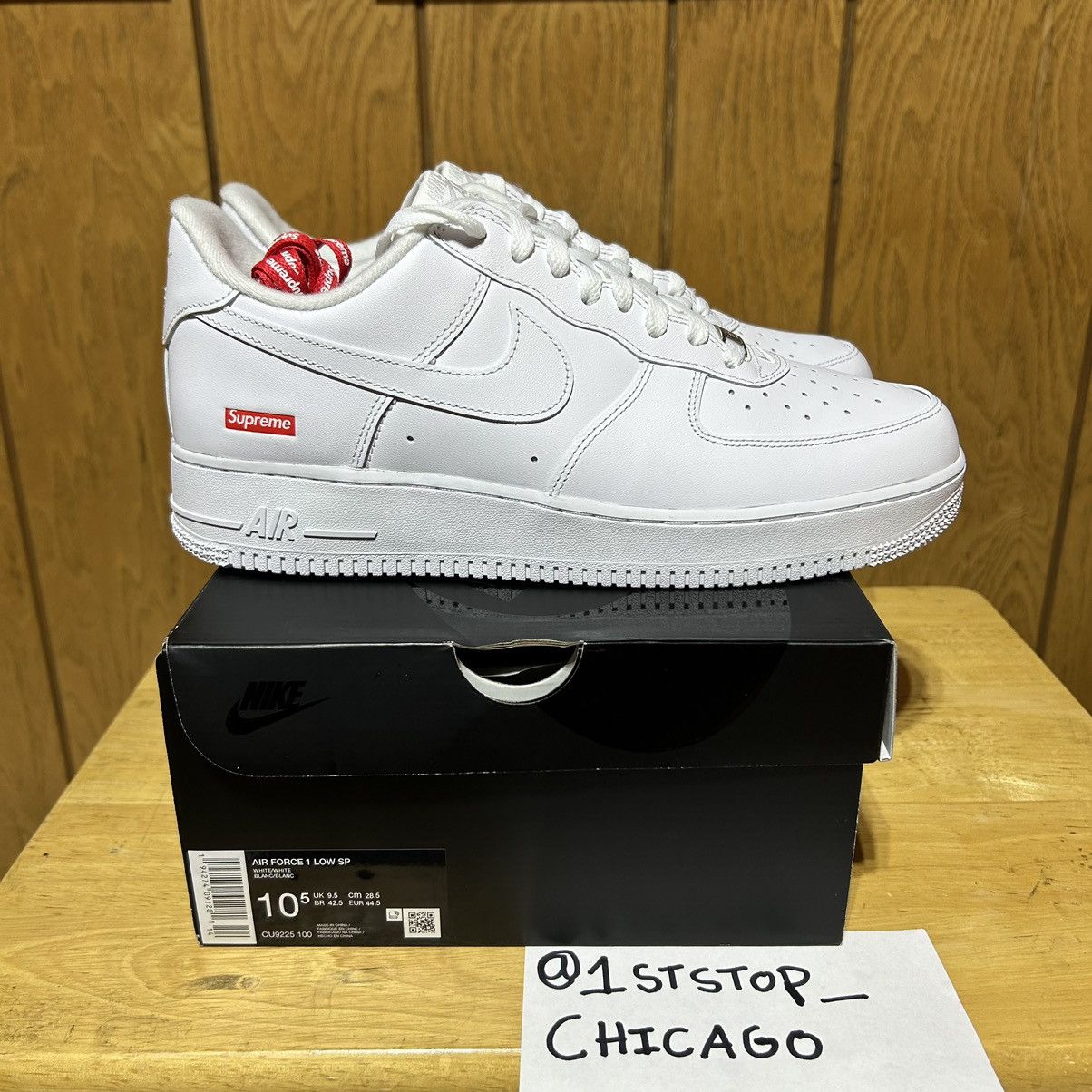 Nike × Supreme Supreme Nike Air Force 1 Low Men’s Size 10.5 White NEW Size US 10.5 / EU 43-44 - 1 Thumbnail
