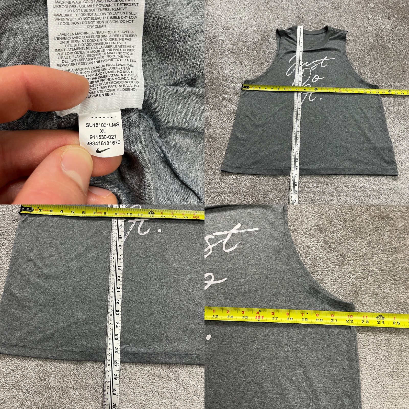 Nike Nike Tee T-Shirt Womens XL Gray Crew Neck Graphic Sleeveless Active Athletic Size XL / US 12-14 / IT 48-50 - 8 Thumbnail