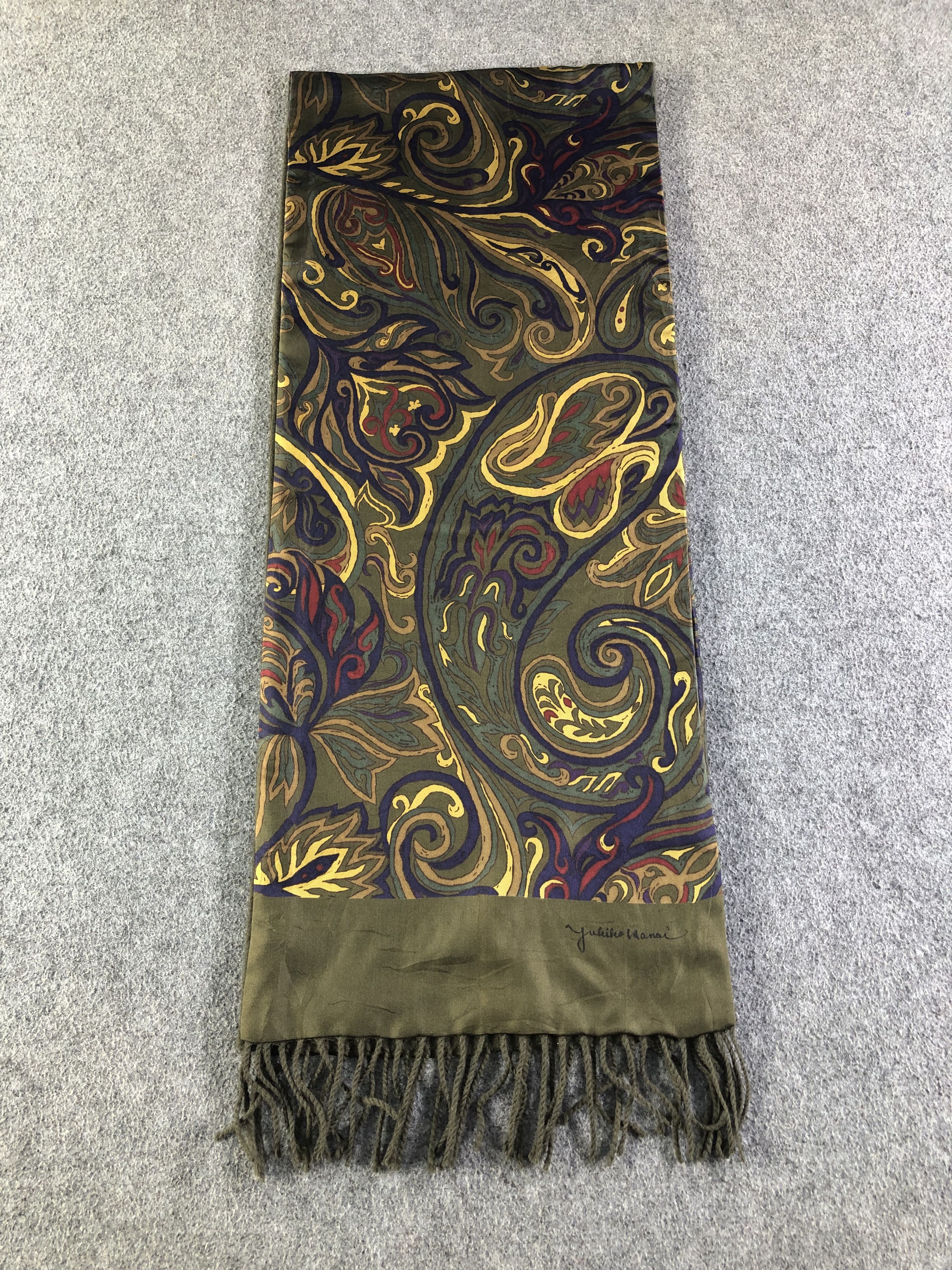 Japanese Brand Yukiko Hanai Silk Wool Scarf / Muffler / Neckwear SS1359 Size ONE SIZE - 2 Thumbnail