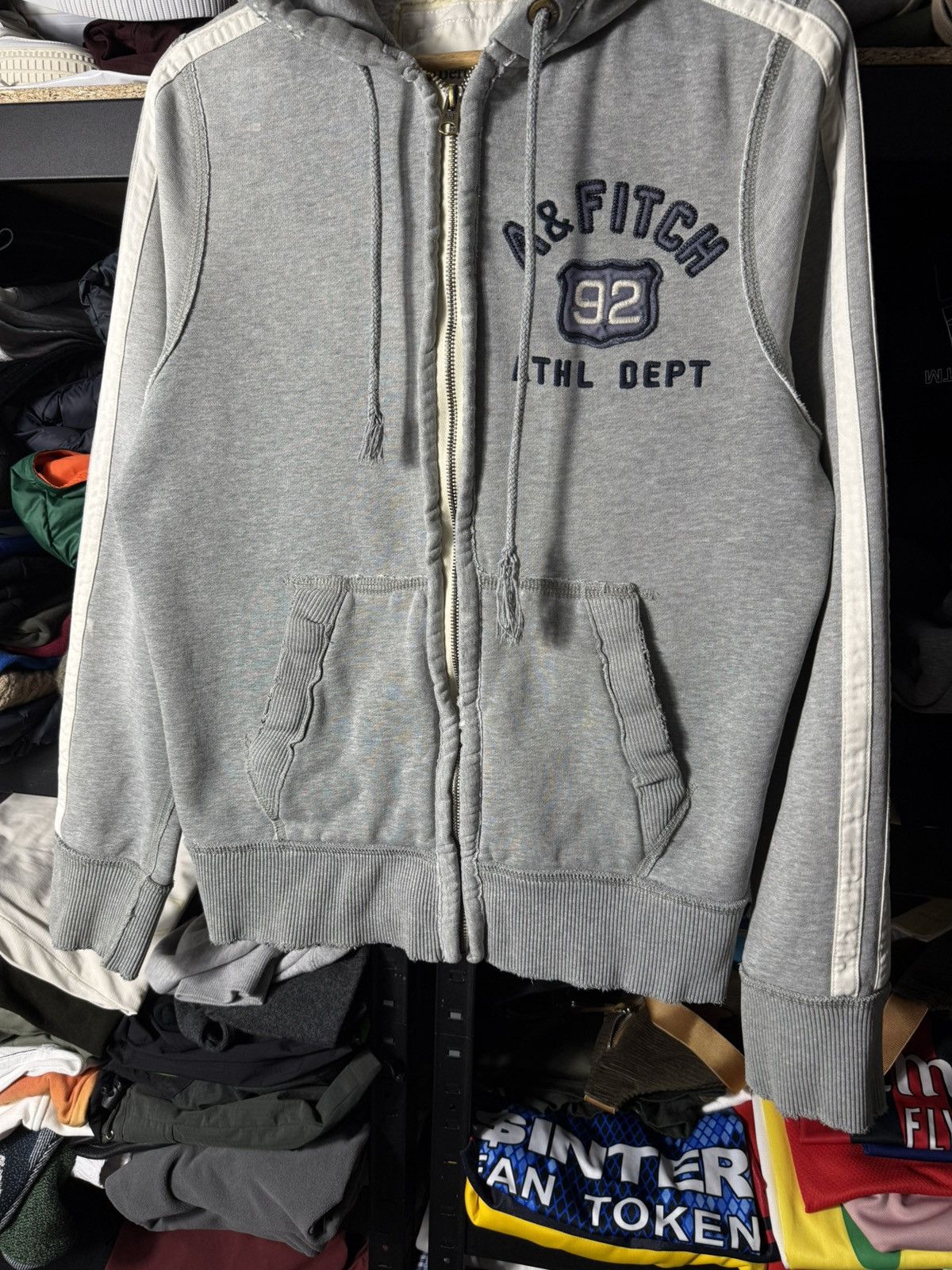Abercrombie & Fitch Vintage Abercrombie & Fitch Distressed Zip Hoodie Y2K Grey Size US S / EU 44-46 / 1 - 3 Thumbnail