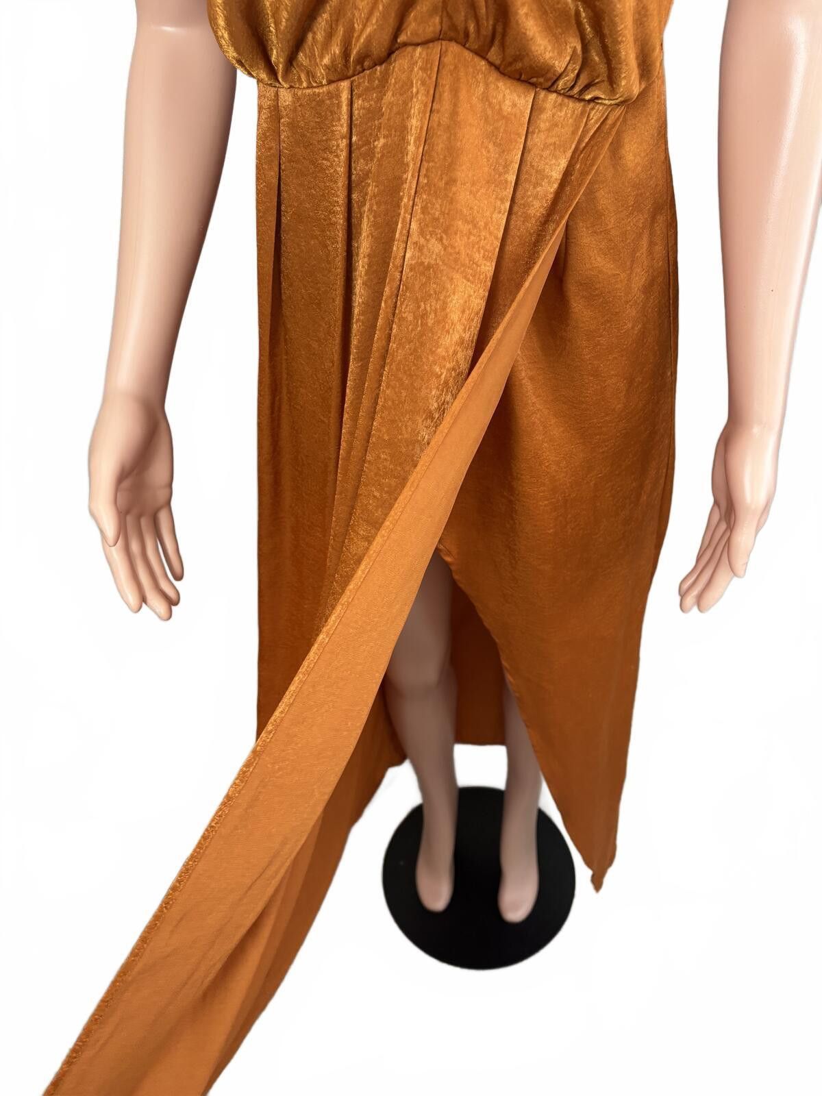 The Unbranded Brand Rust Satin Halter Dress Boho Chic Evening Glow. Small. Size S / US 4 / IT 40 - 2 Thumbnail