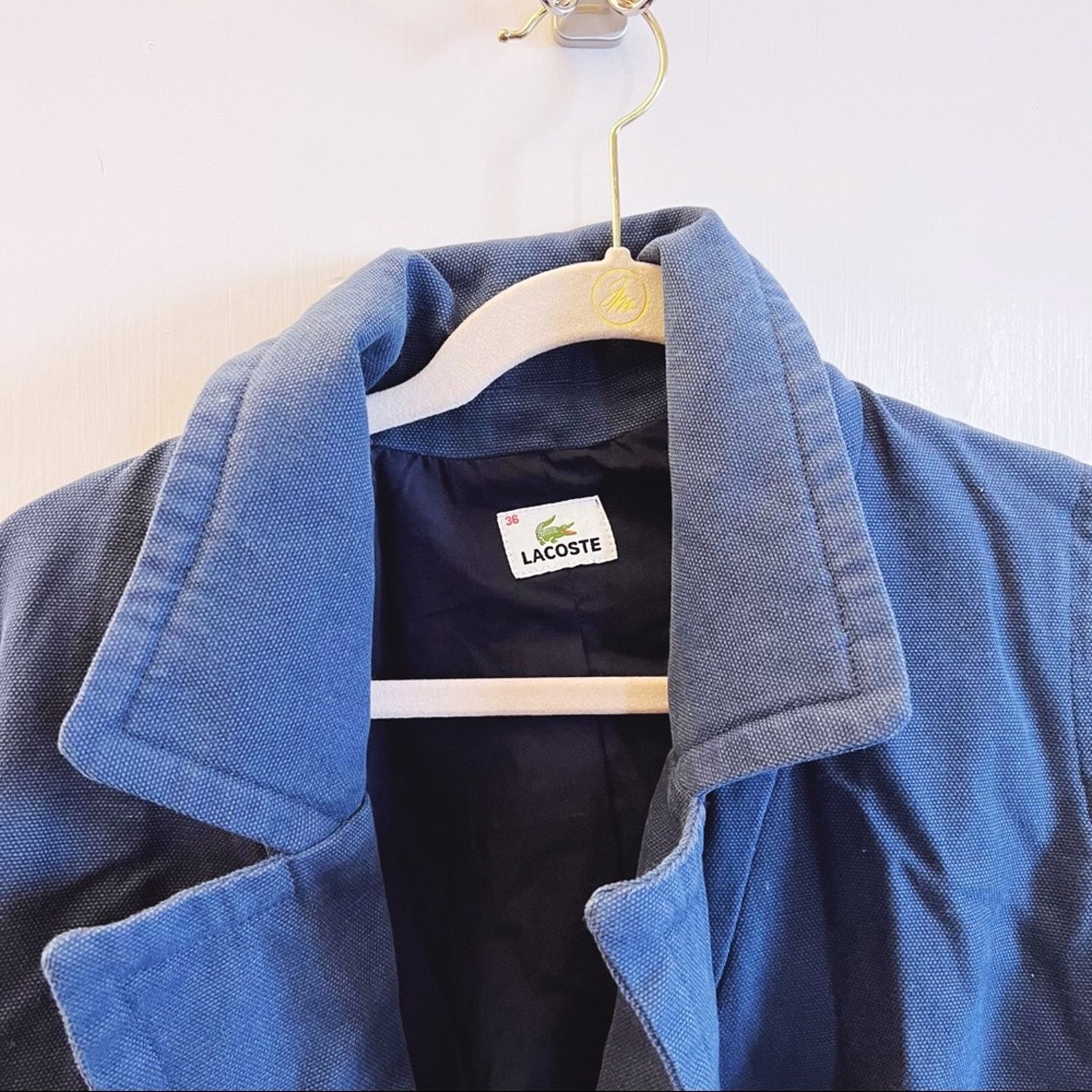 Lacoste Blue Cotton Double-Breasted Blazer
