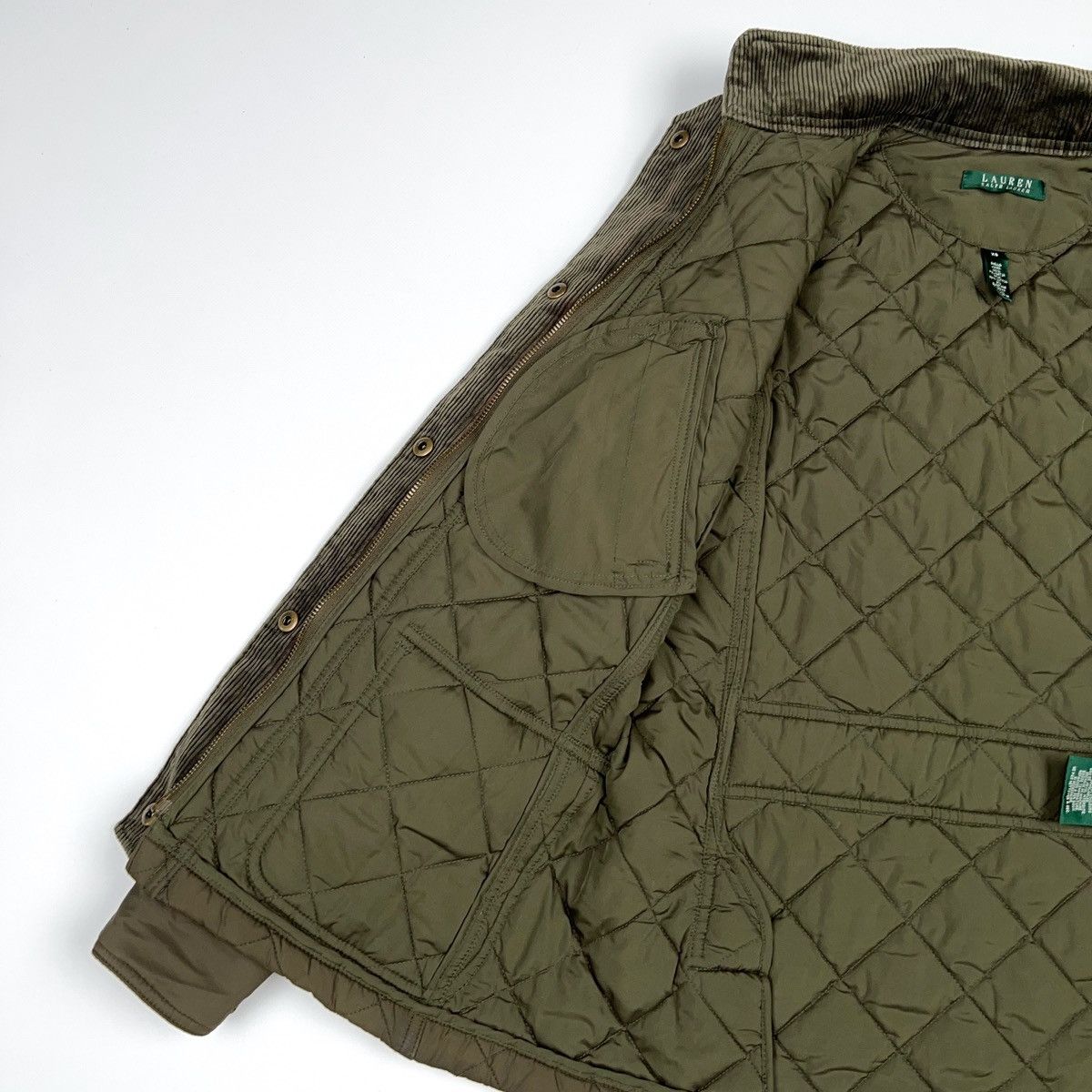 Lauren Ralph Lauren Ralph Lauren Quilted Khaki Olive Jacket Green Corduroy Neck Size XS / US 0-2 / IT 36-38 - 12 Thumbnail