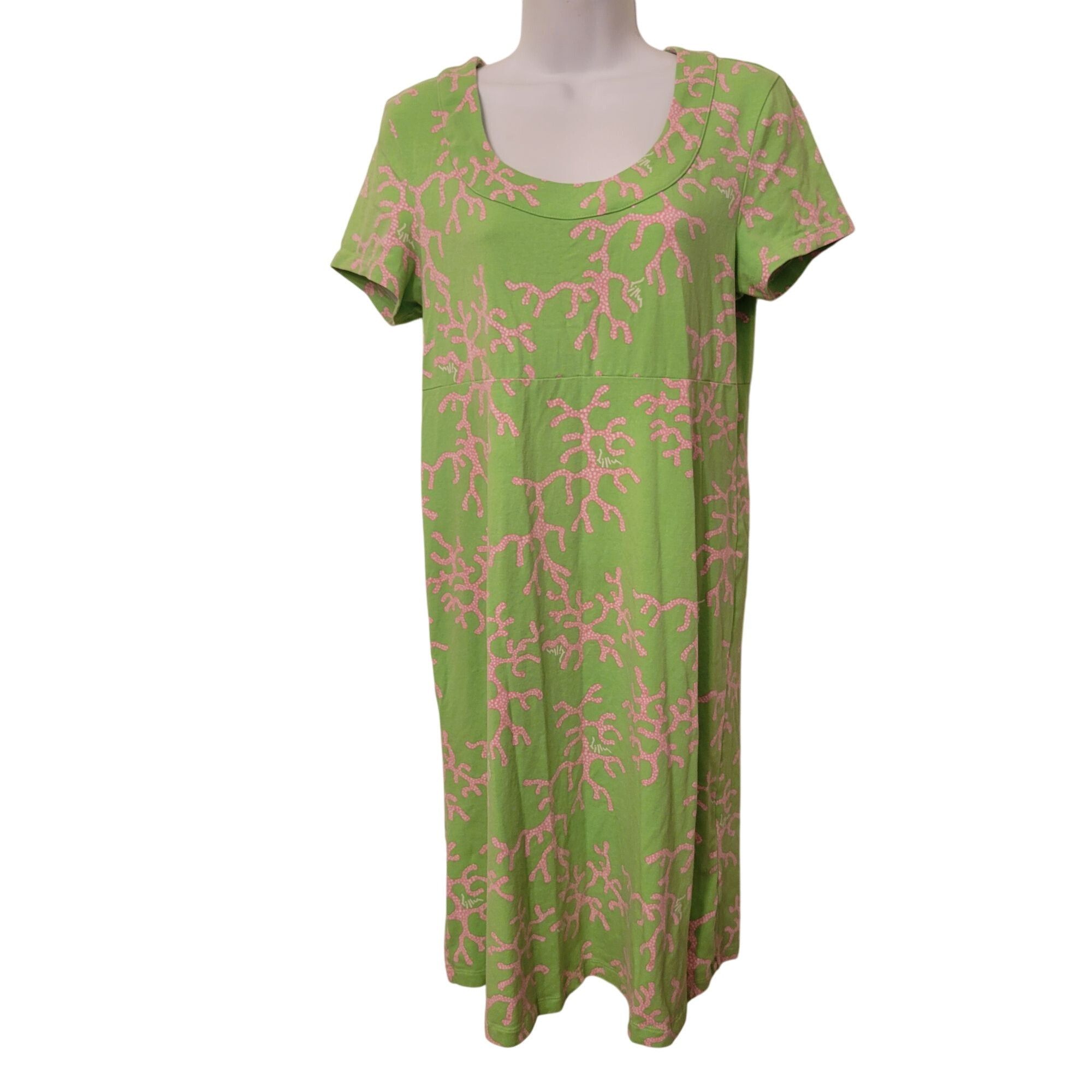 Lilly Pulitzer Lilly Pulitzer Green Pink Coral M KELSEA T Shirt Dress Stret Size M / US 6-8 / IT 42-44 - 1 Thumbnail