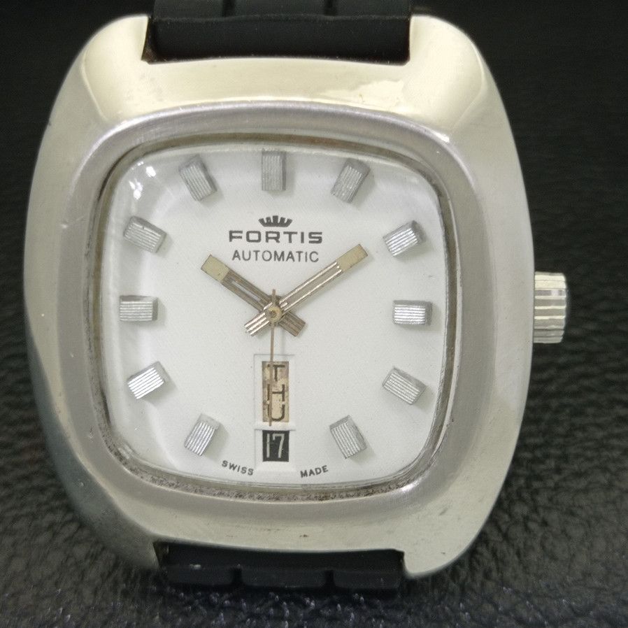 Fortis RARE SWISS MENS FORTIS DAY/DATE @ 6 AUTO WATCH a425146-R Size 38 - 3 Thumbnail