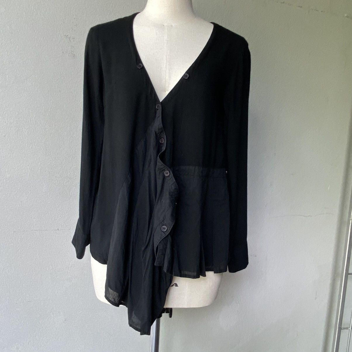 Designer × Japanese Brand SEDMIKRASKY Black Draped Asymmetric Blouse Size L / US 10 / IT 46 - 15 Thumbnail