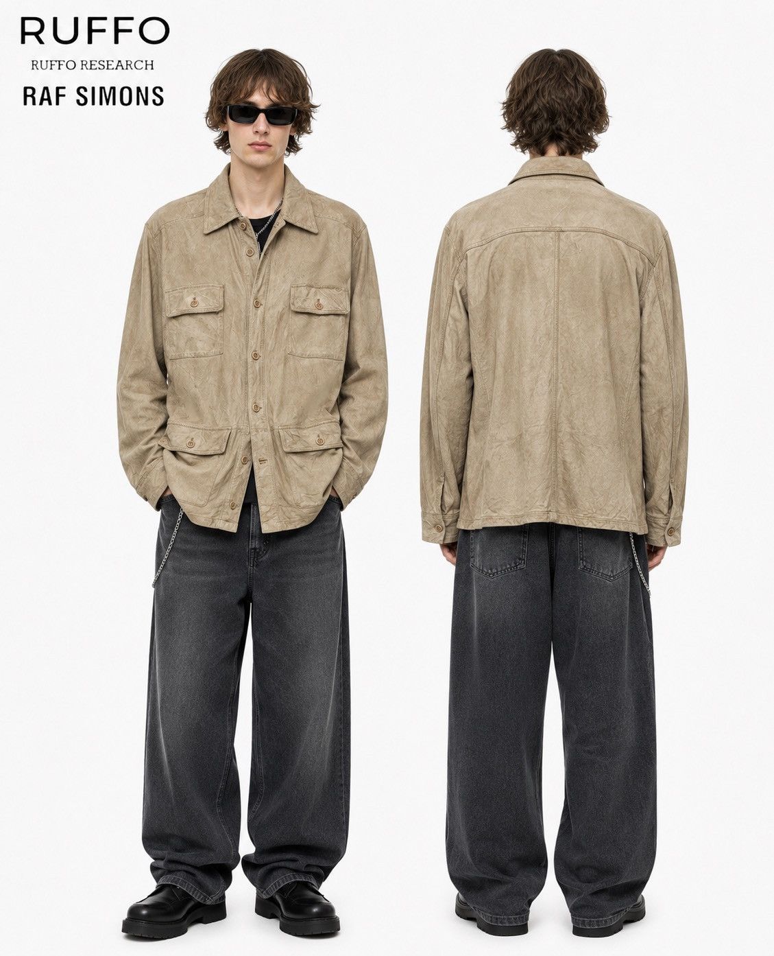 Calvin Klein 205W39NYC × Raf Simons Rare distressed leather coat