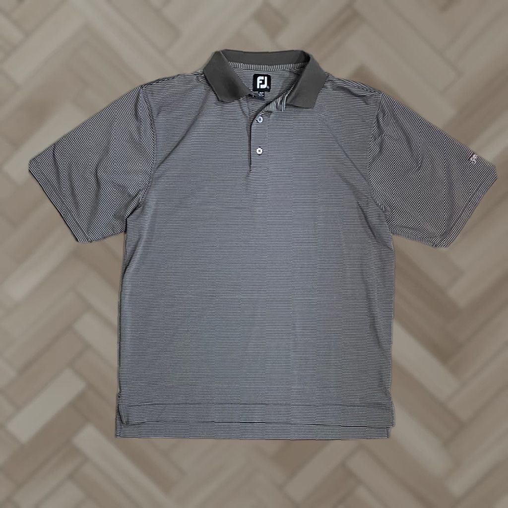 Footjoy Footjoy Mens Polo Shirt Striped Polyester Size Large Black Gray Striped Polo Shirt Mens Size US L / EU 52-54 / 3 - 1 Thumbnail