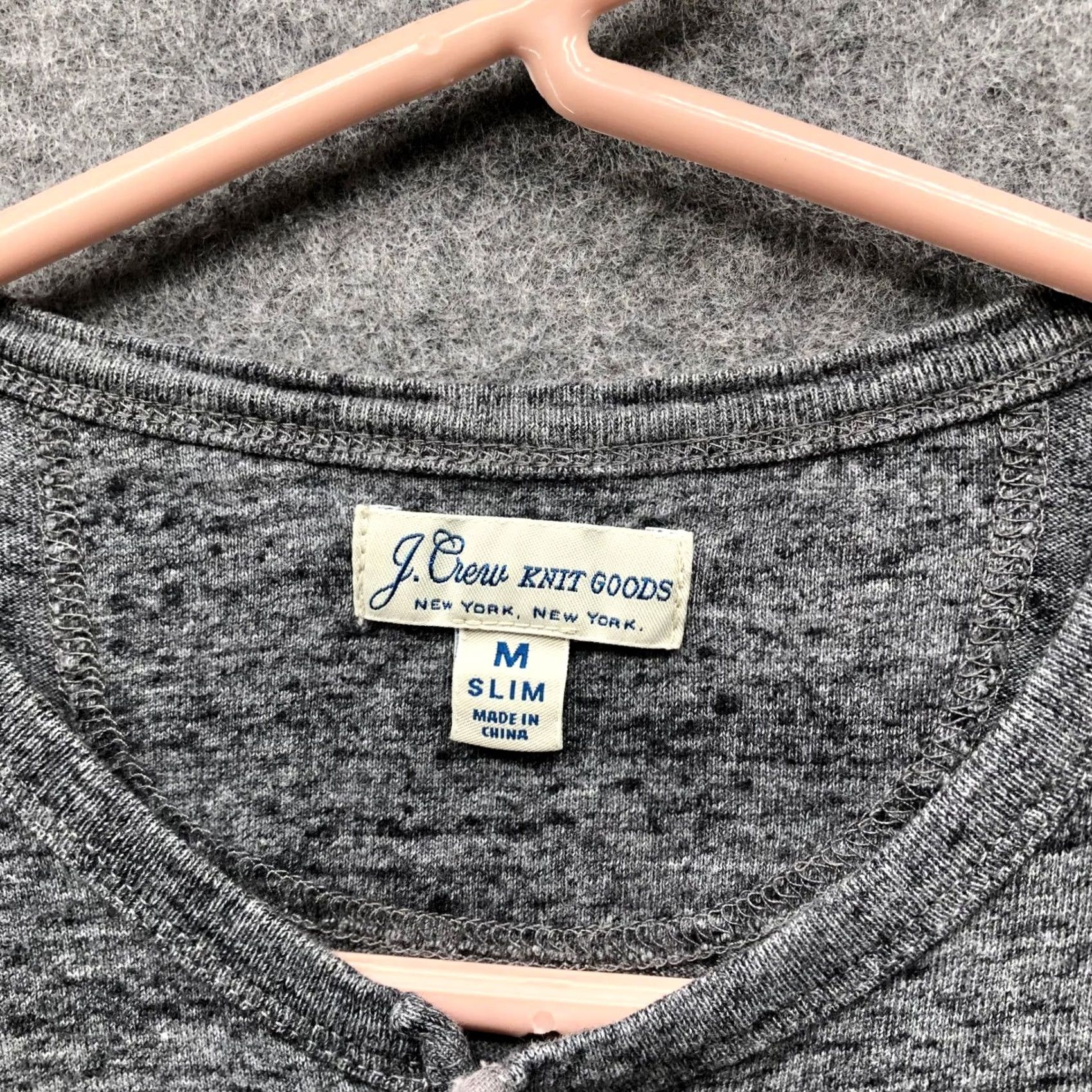 J.Crew J. Crew Henley Long Sleeve T-Shirt Mens M Gray Heather Knit Cotton Size US M / EU 48-50 / 2 - 5 Thumbnail