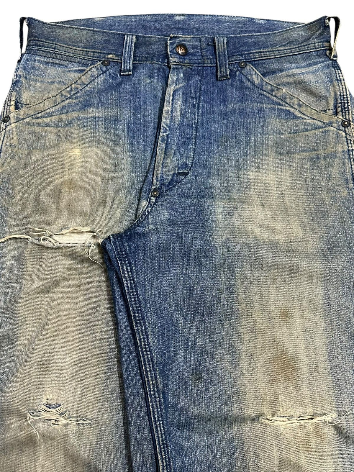 Lee Vintage 90s Lee Mud Faded Wash Distressed Carpenter Jeans Size US 30 / EU 46 - 4 Thumbnail