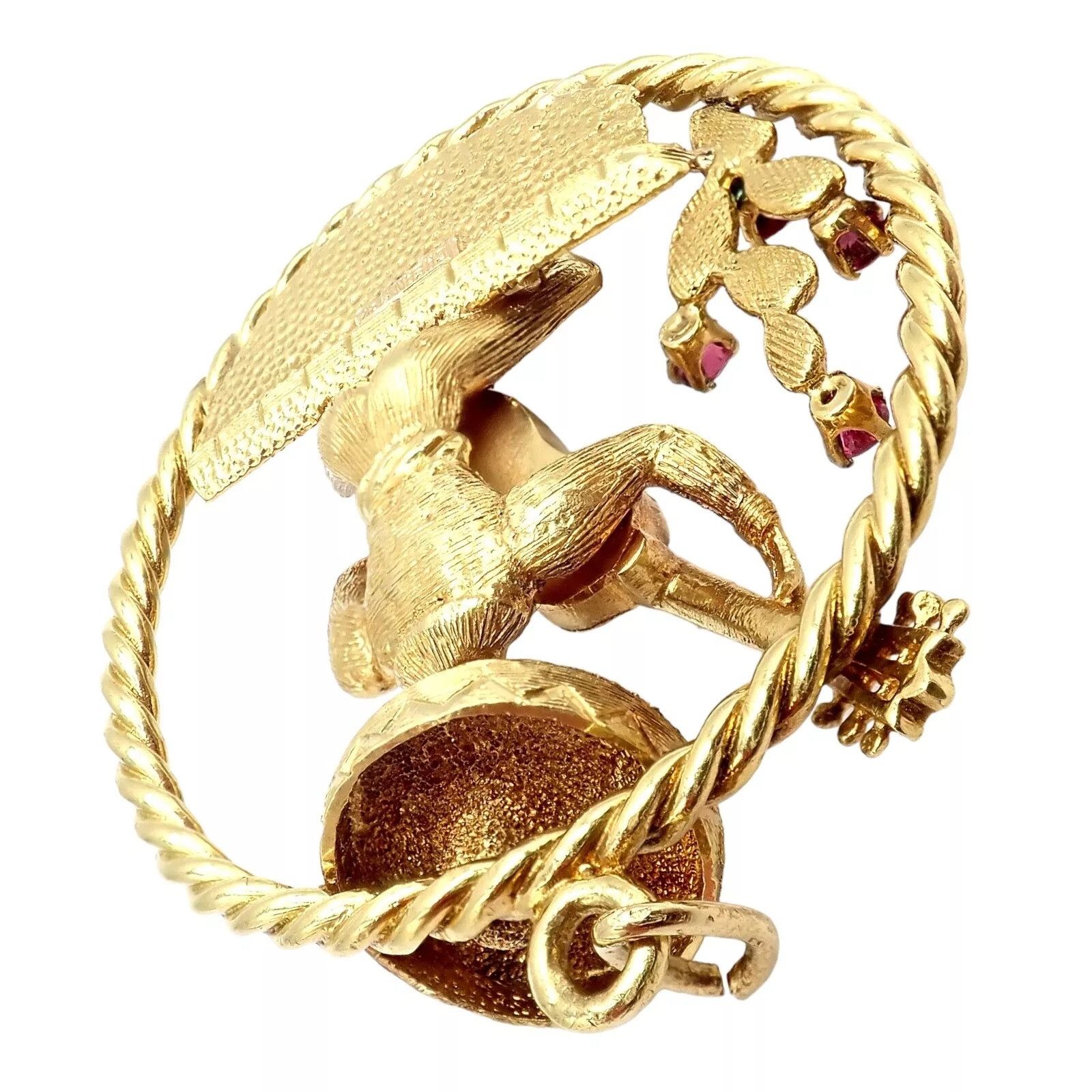 Vintage Rudi Cherny Yellow Gold Guitar Player Cactus Ruby Pendant Size ONE SIZE - 10 Thumbnail