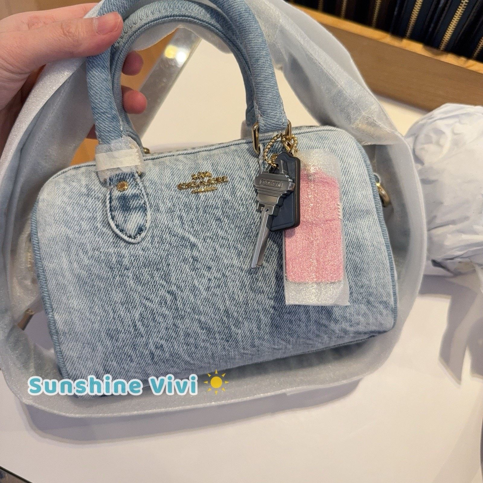 Coach NWT Coach CDY30 Mini Rowan Crossbody Bag Loved Denim Charms Size ONE SIZE - 1 Thumbnail