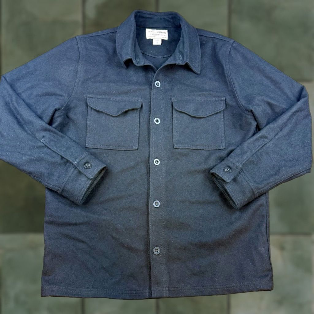 VINTAGE Filson Shirt Jacket 100% Virgin Wool Heavyweight Flannel Button-Up Black Wool Shirt Jacket Men 38 USA Boxy Pockets Thermal 10047