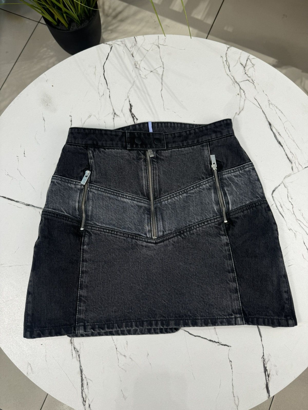 McQ Alexander McQueen MCQ BLACK DENIM MOTOR PANELED SKIRT Size 26" / US 2 / IT 38 - 5 Thumbnail