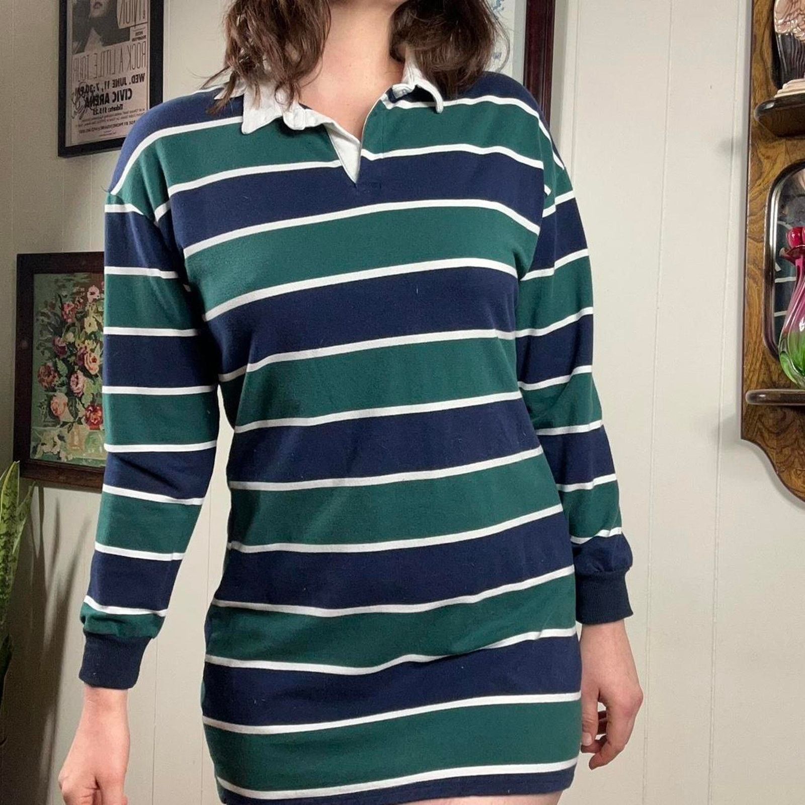 Vintage Y2k Womens M Striped Collared Polo Sweater Dress Size M / US 6-8 / IT 42-44 - 2 Thumbnail