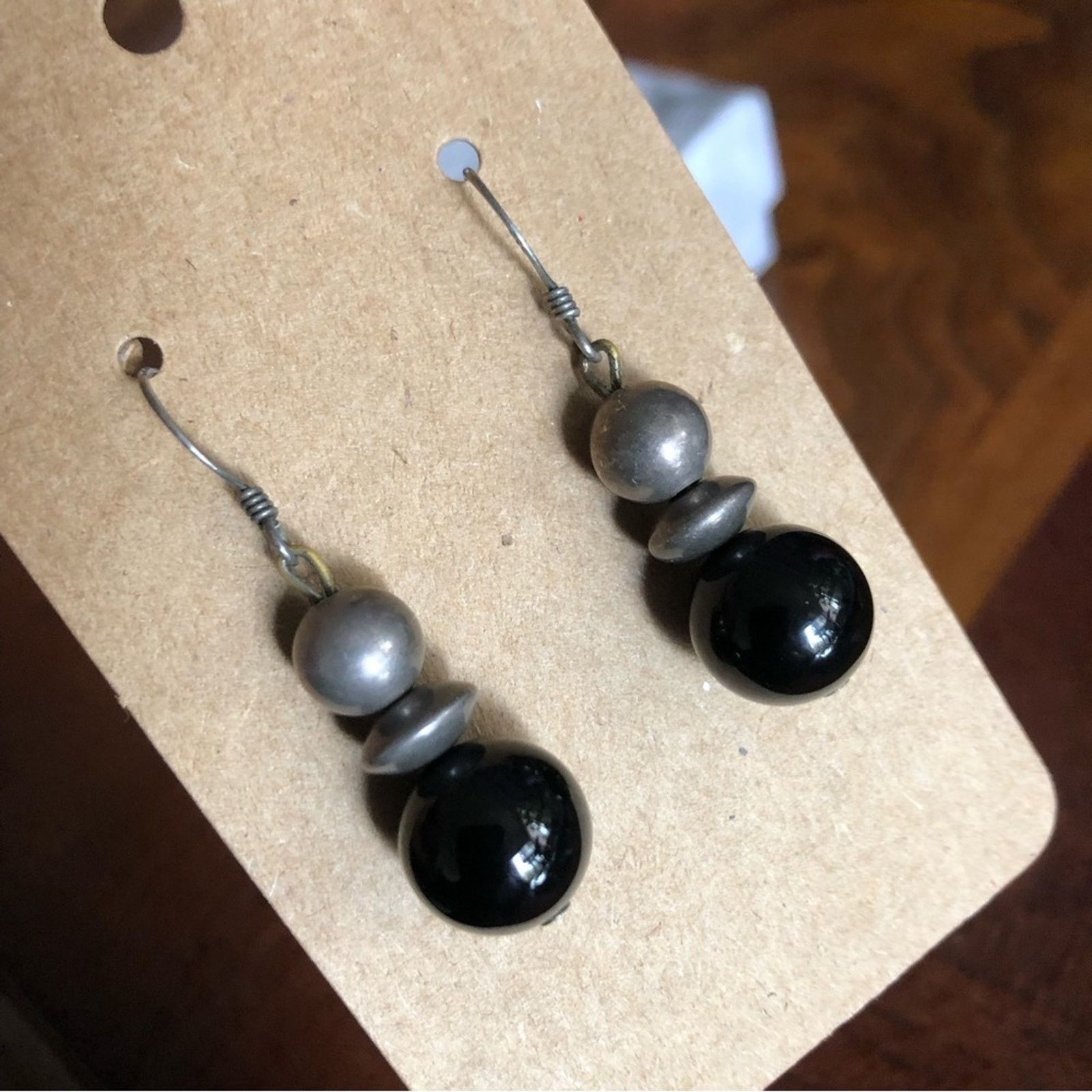 Vintage Vintage handmade 925 sterling silver black onyx earrings Size ONE SIZE - 1 Thumbnail
