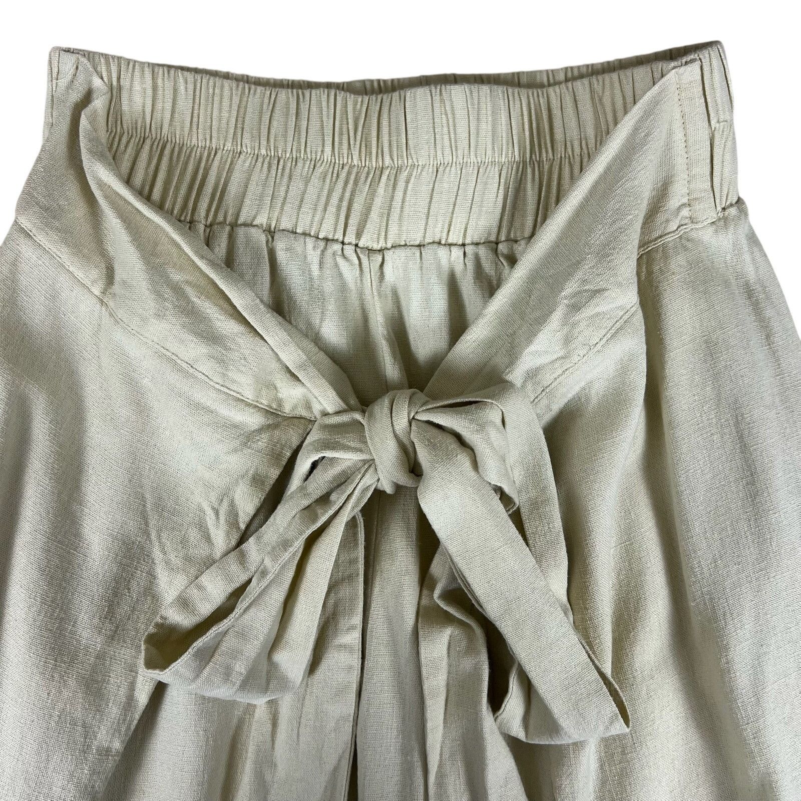 Handmade Boho Linen Wrap Pants S | Tie Front Minimalist Resort Style Size 26" / US 2 / IT 38 - 6 Thumbnail