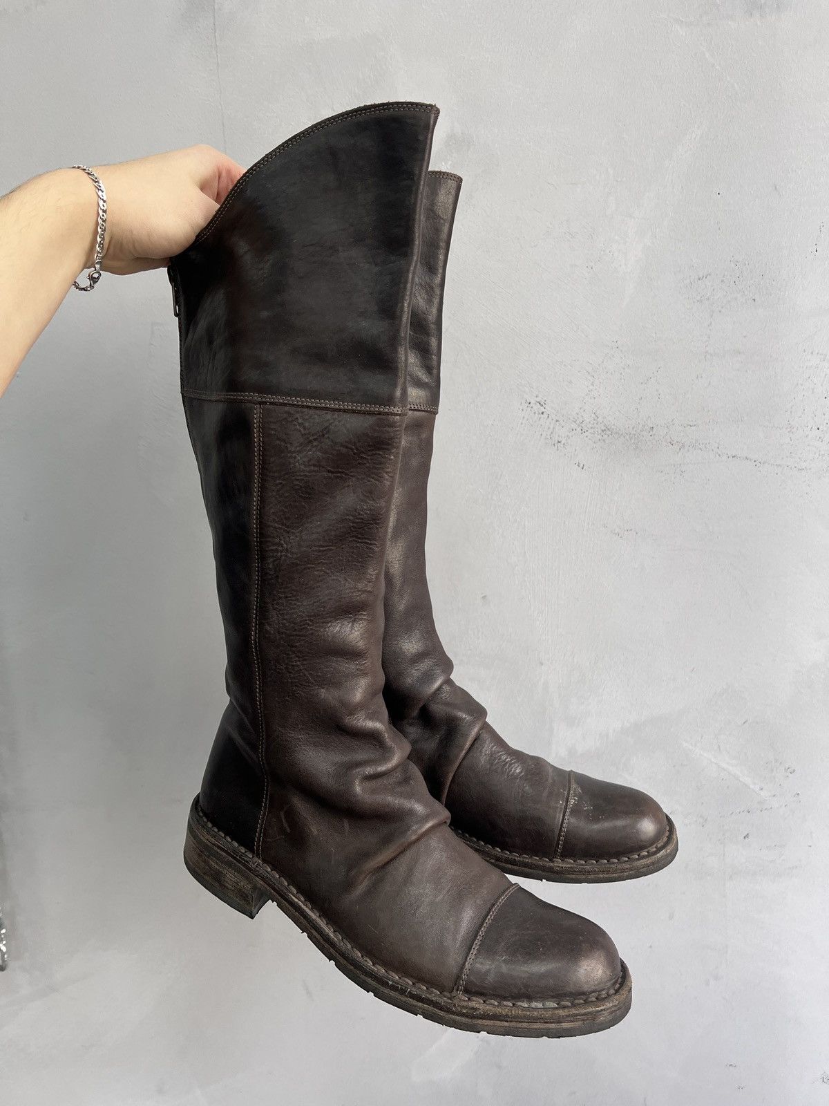 A.S.98 High long leather boots front zip Guidi style boots y2k Size US 8.5 / IT 38.5 - 1 Thumbnail