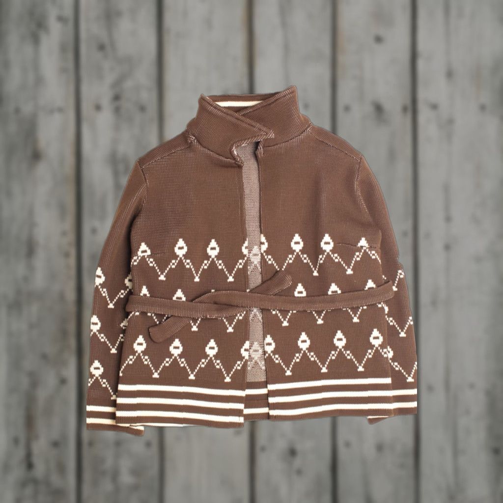 Etro VINTAGE Brown Large Cardigan Sweater Geometric Pattern Retro Style Size L / US 10 / IT 46 - 1 Thumbnail