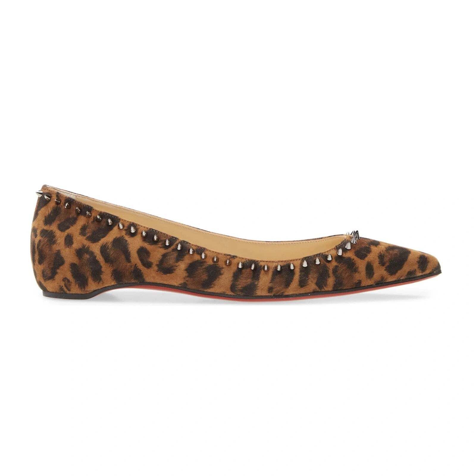 Christian Louboutin Christian Louboutin Anjalina Flat Leopard Black Brown Spike Size US 8 / IT 38 - 3 Thumbnail