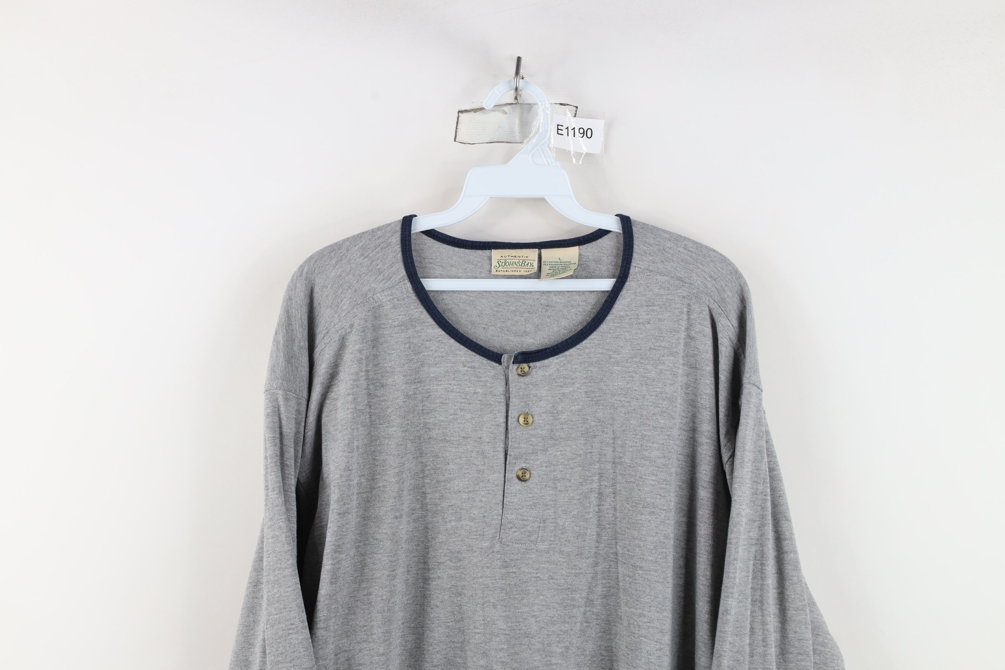 Vintage Vintage 90s Streetwear Distressed Long Sleeve Henley T-Shirt Size US L / EU 52-54 / 3 - 2 Thumbnail