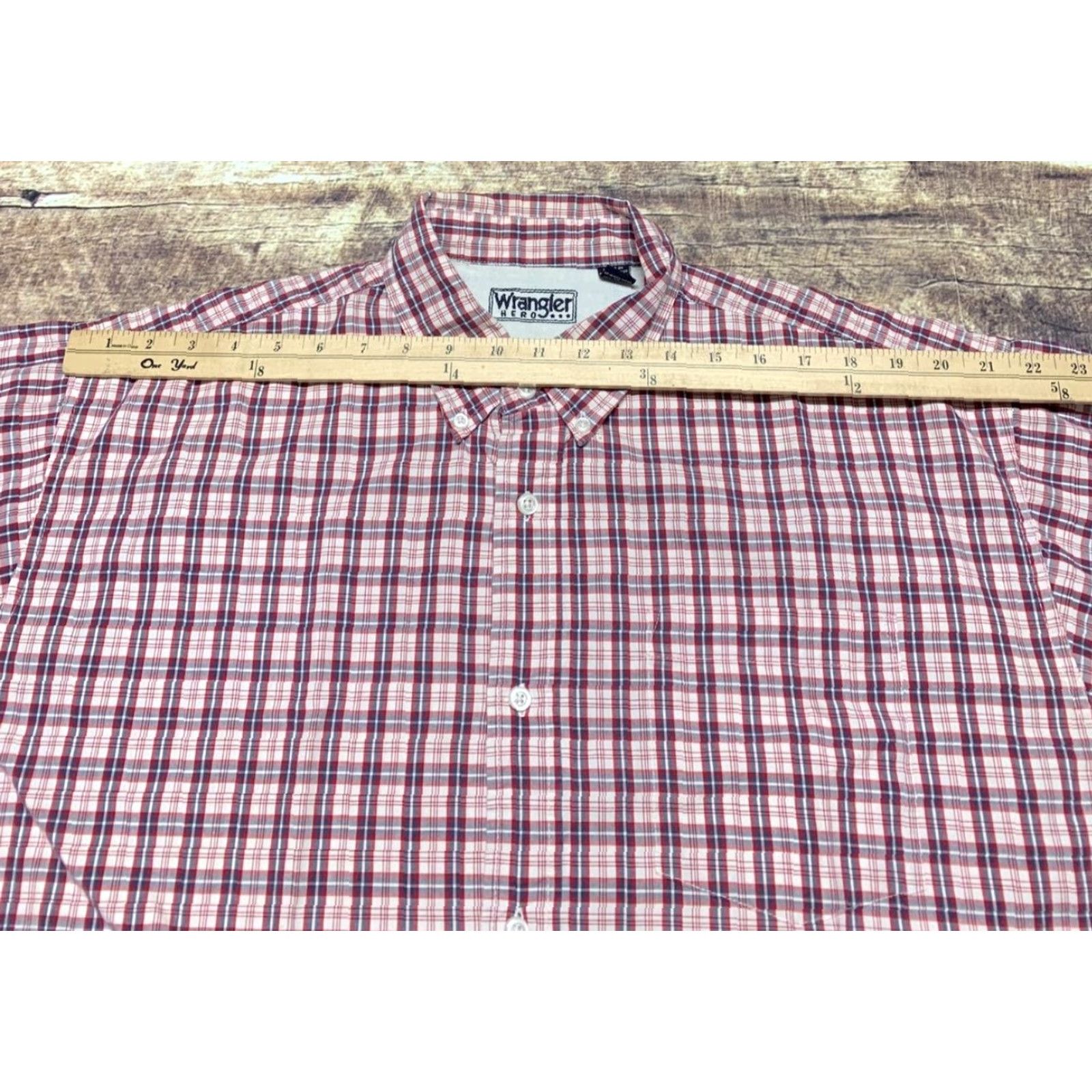 Wrangler Wrangler Short Sleeve Shirt Mens XL Plaid Button-Up Western Color Pink Red White Pattern Size US XL / EU 56 / 4 - 3 Thumbnail
