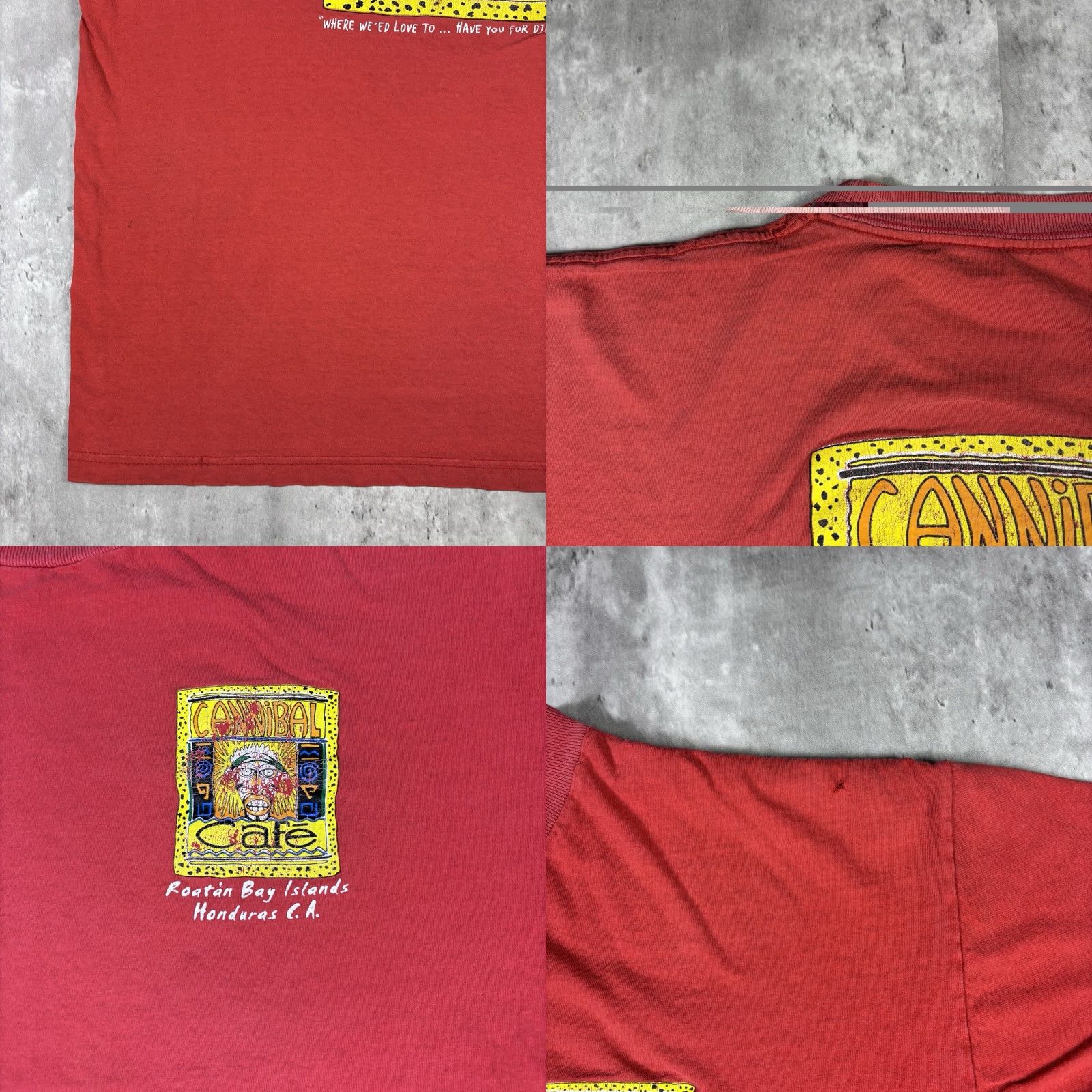 Gildan VINTAGE Cannibal Cafe T Shirt Restaurant Promo Art Red Distressed XL 90s Gildan Crew Neck Short Sleeve Mens T-Shirt Cotton Jersey Regular Fit Size US XL / EU 56 / 4 - 8 Thumbnail