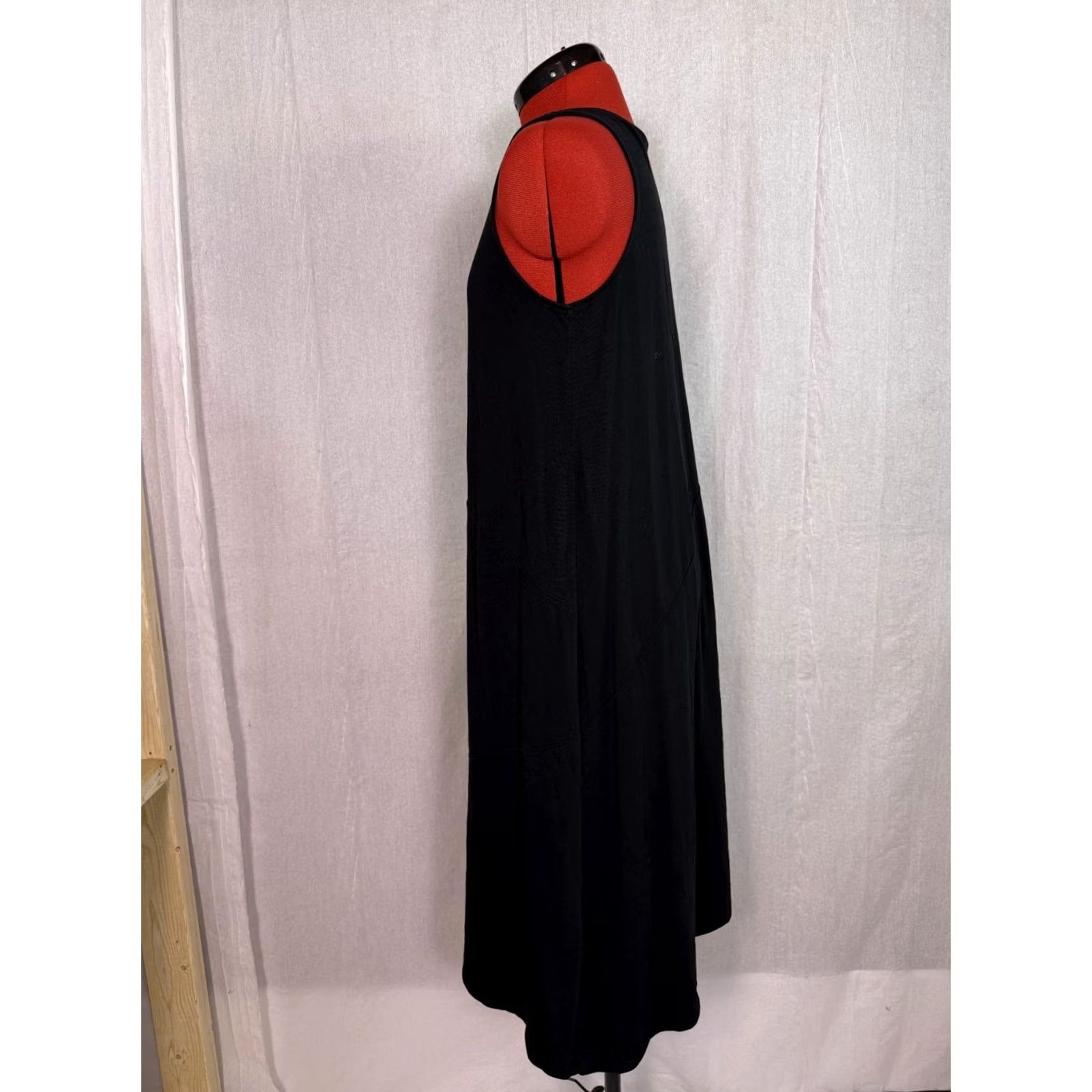 J. Jill J. Jill Black V Neck Asymmetric Midi Dress Size M Petite Size M / US 6-8 / IT 42-44 - 3 Thumbnail