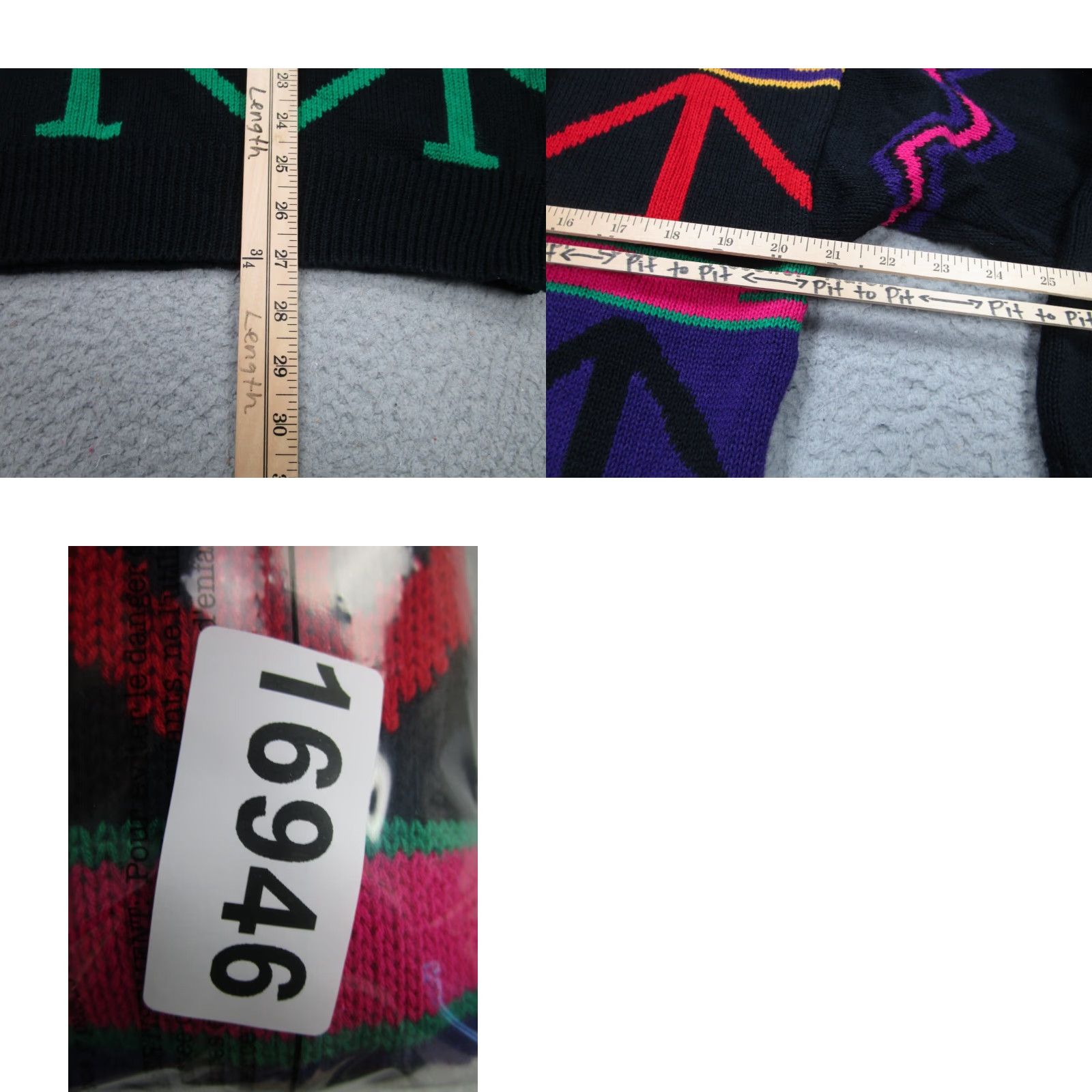 DANCER VINTAGE IB Diffusion Shoulder Pad Sweater Womens Large Black Pink Retro 80s 90s Size L / US 10 / IT 46 - 8 Thumbnail