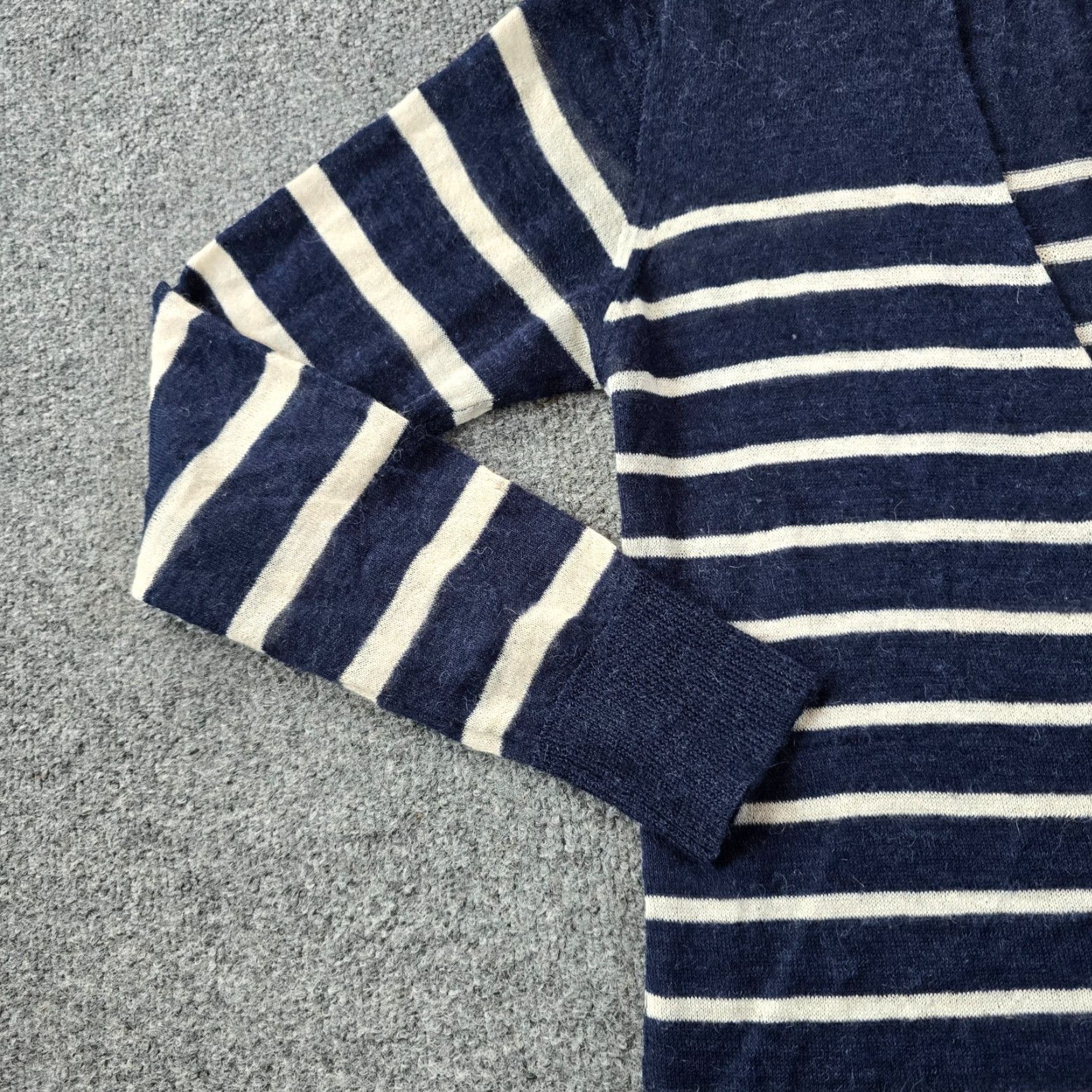 Joie Joie Sweater Womens Large Blue Alpaca Striped Pockets Lightweight Cardigan Knit V-Neck Regular Sleeve Long Fall Spring Winter Jeans? Size L / US 10 / IT 46 - 4 Thumbnail