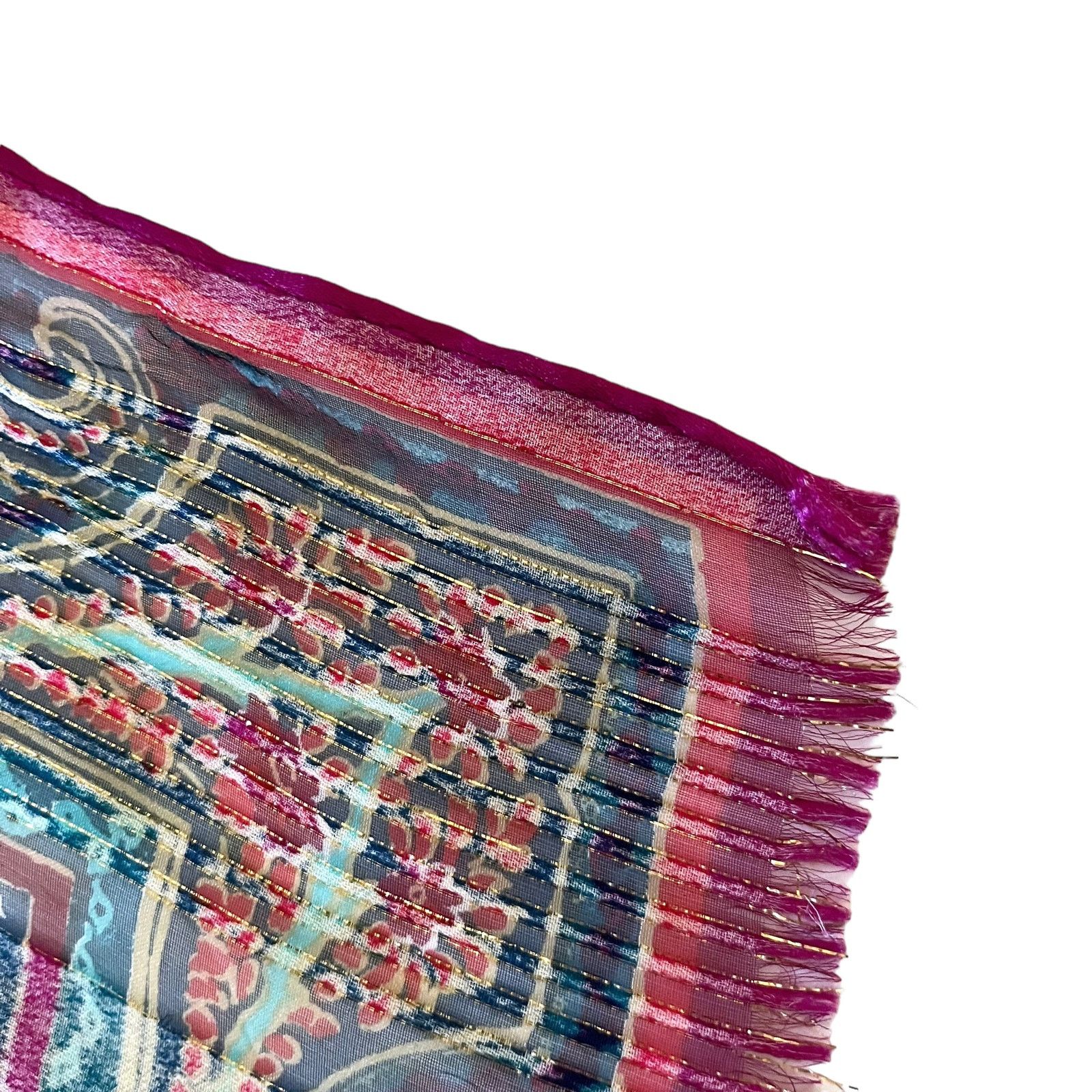 Oscar De La Renta × Vintage Oscar de la Renta Vintage Paisley Metallic Gold Silk Scarf Size ONE SIZE - 5 Thumbnail