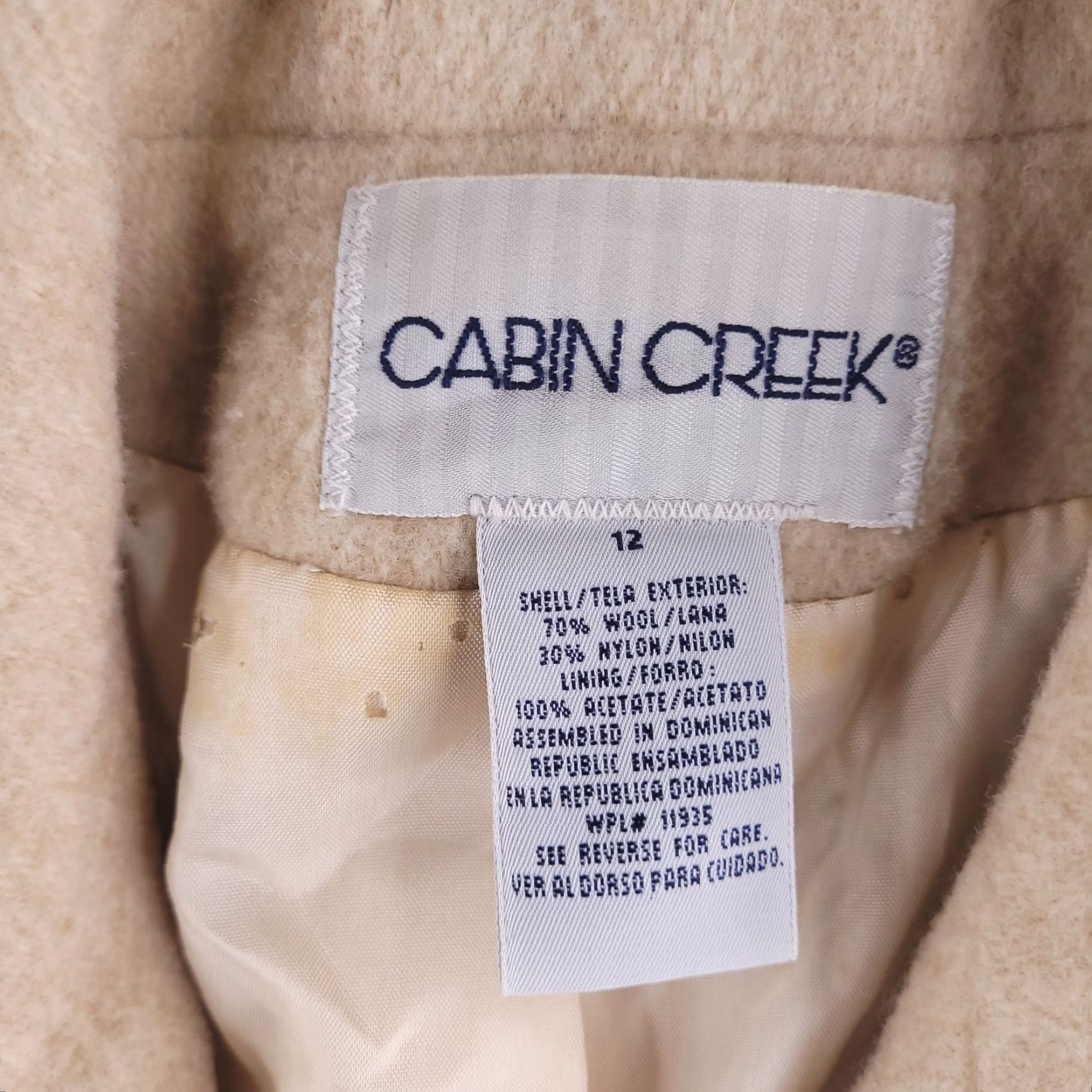 Vintage Cabin Creek Coat Womens 12 Wool Overcoat Trench Long Beige Brown Size XL / US 12-14 / IT 48-50 - 2 Thumbnail