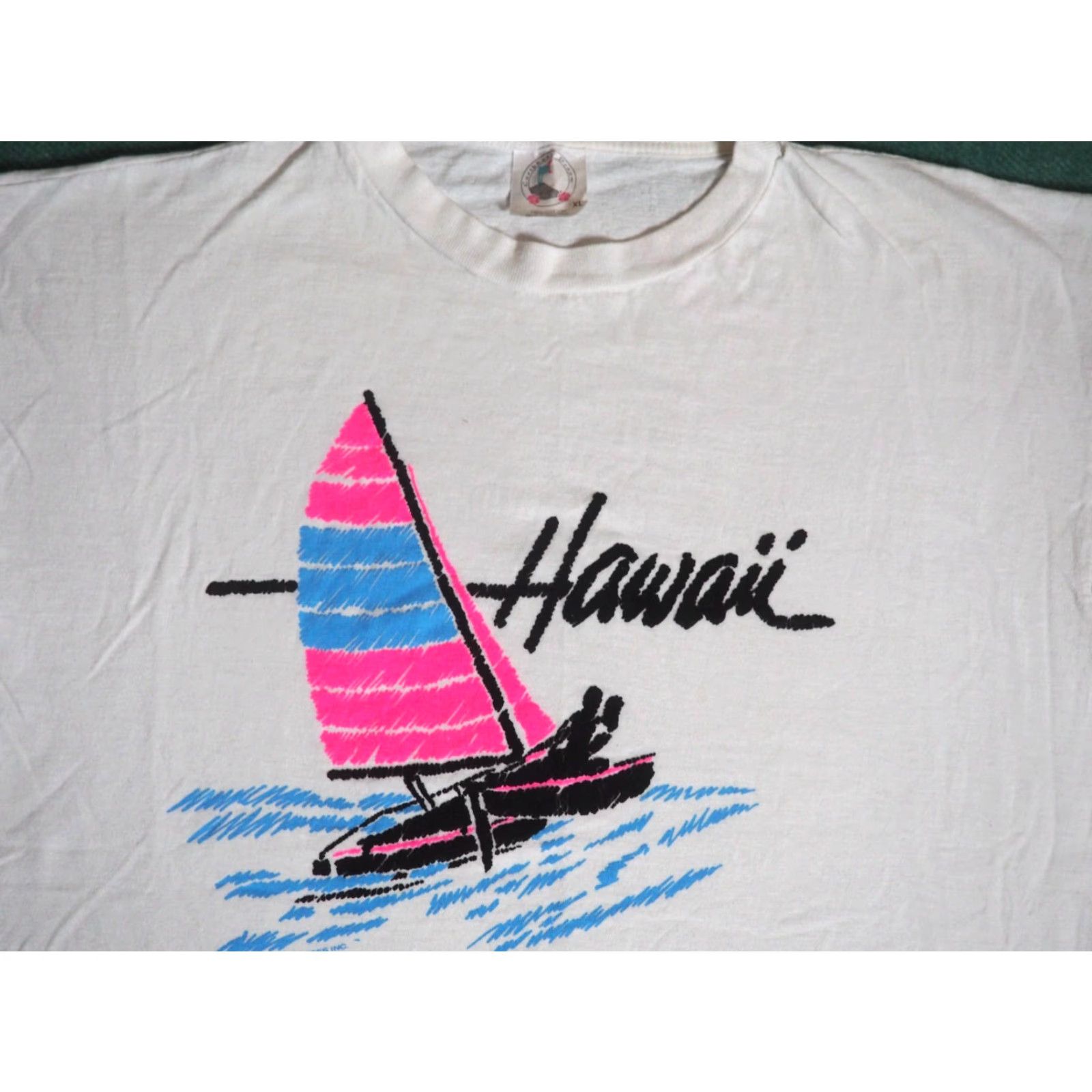 Vintage VTG 90s Caribbean Dream Hawaii Sailing Beach Ocean Art White Tee T-Shirt Mens L Size US L / EU 52-54 / 3 - 3 Thumbnail