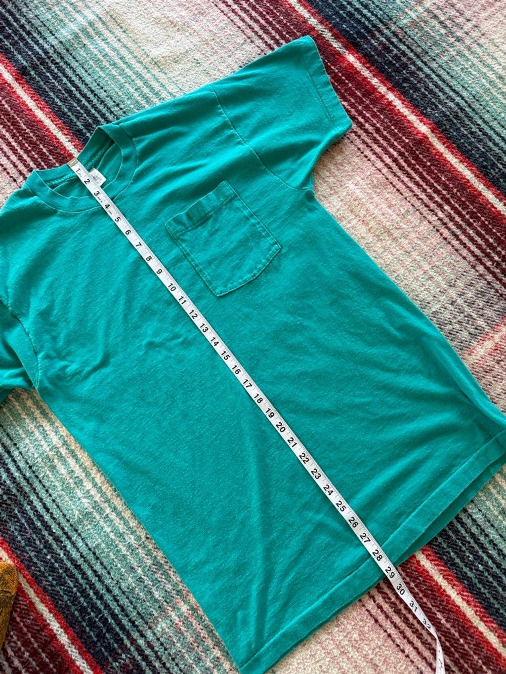 Fruit Of The Loom 90s Fruit of the Loom Teal Selvedge Pocket Tee L Size US L / EU 52-54 / 3 - 8 Thumbnail