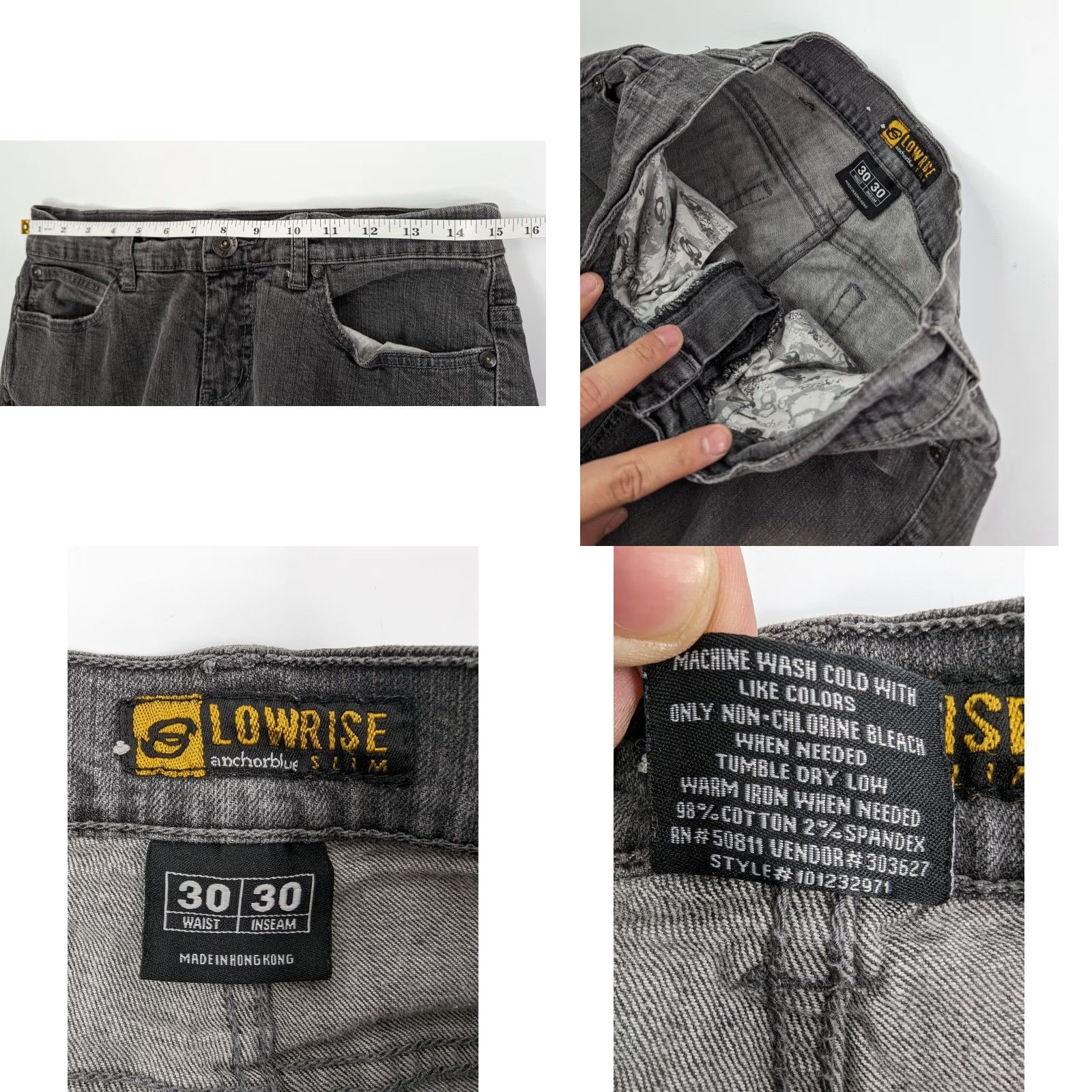 Anchor Blue Anchorblue Jeans Men Slim Lowrise Grey 30X30 30X25 Inseam 25 Rise 8-10 Cotton Blend Denim Zip - Medium Wash Size US 30 / EU 46 - 8 Thumbnail