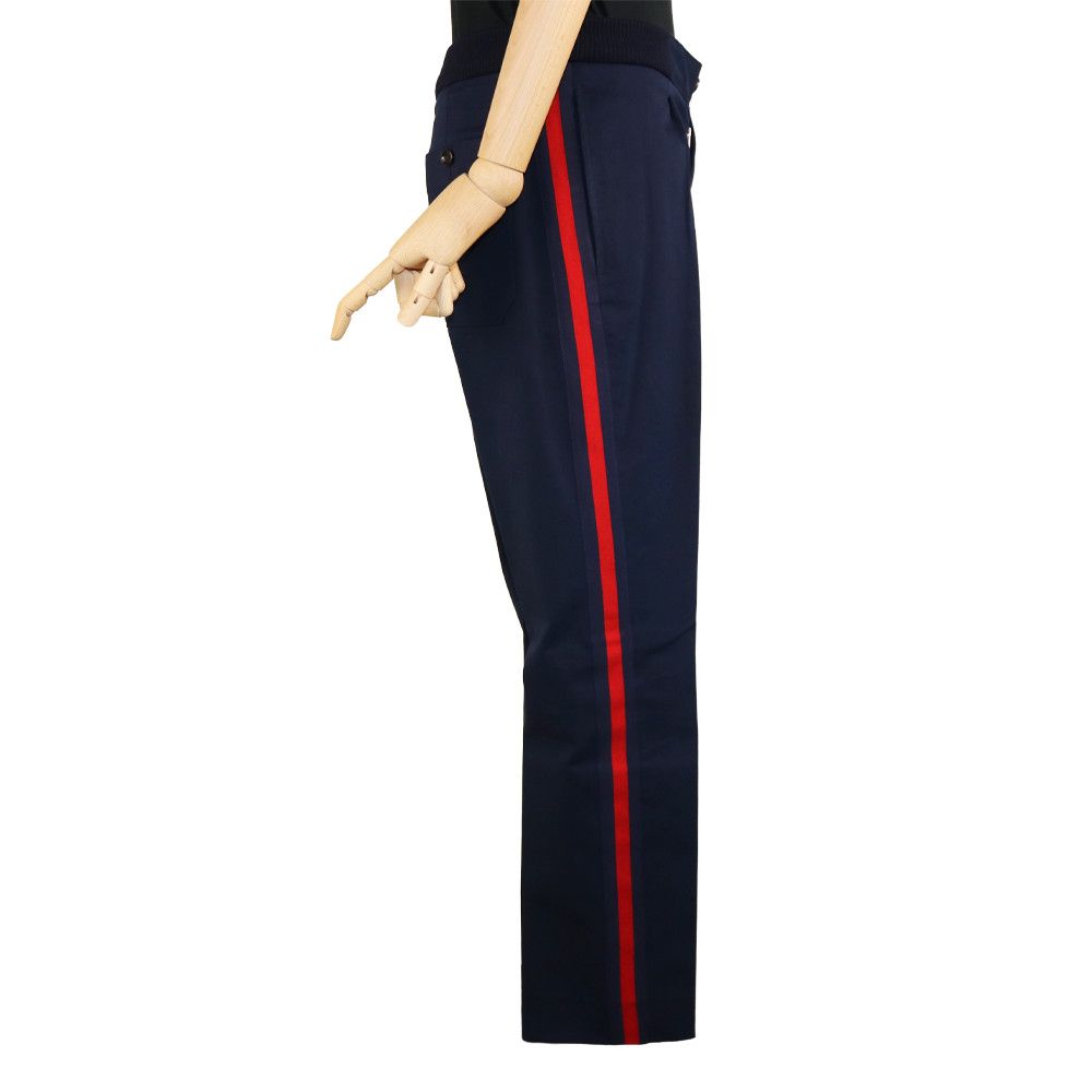 Gucci Gucci Navy Pleated Trousers with Red Side Stripe Size 50R - 2 Thumbnail