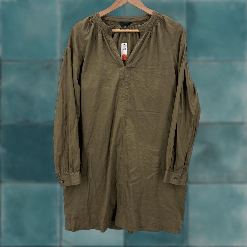Banana Republic Banana Republic Dress Womens Medium Green Long Sleeve Tunic Peasant Cotton NWT Size M / US 6-8 / IT 42-44 - 1 Thumbnail