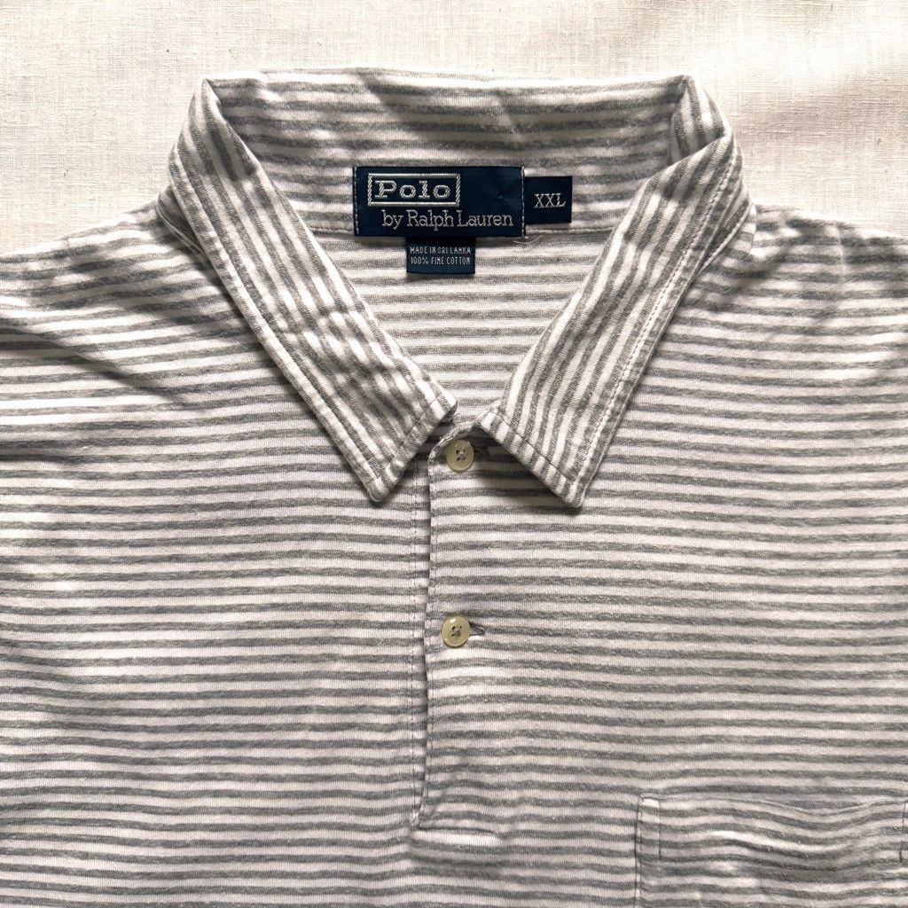 Polo Ralph Lauren Polo by Ralph Lauren Vintage Gray White Stripe Mens XXL Size US XXL / EU 58 / 5 - 2 Thumbnail